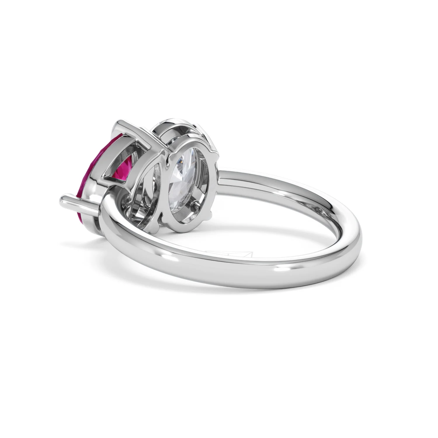 Toi Et Moi 1.50ct Oval Lab Diamond and 2.00ct Pear Lab Ruby Engagement Ring in Platinum - Image 58