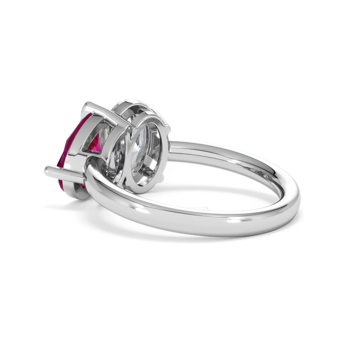 Toi Et Moi 1.50ct Oval Lab Diamond and 2.00ct Pear Lab Ruby Engagement Ring in Platinum - Image 60