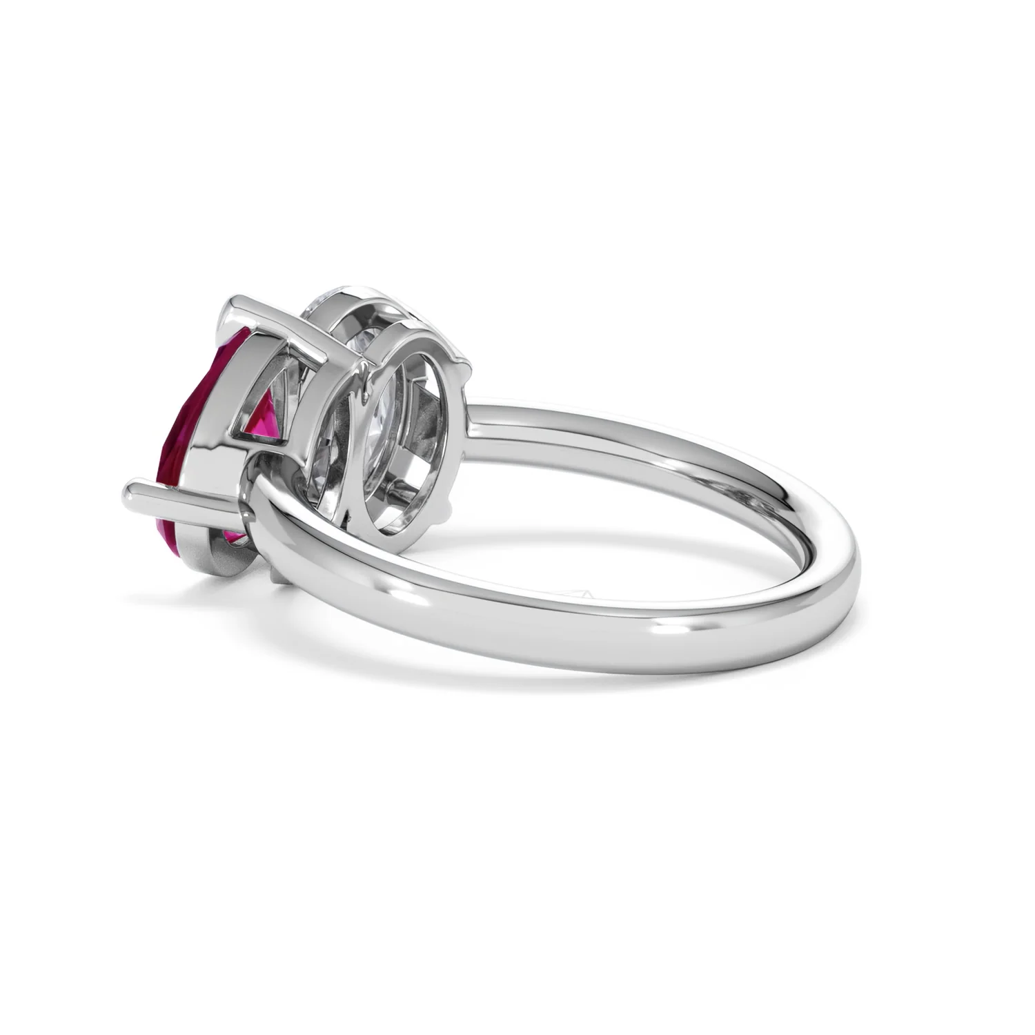 Toi Et Moi 1.50ct Oval Lab Diamond and 2.00ct Pear Lab Ruby Engagement Ring in Platinum - Image 61