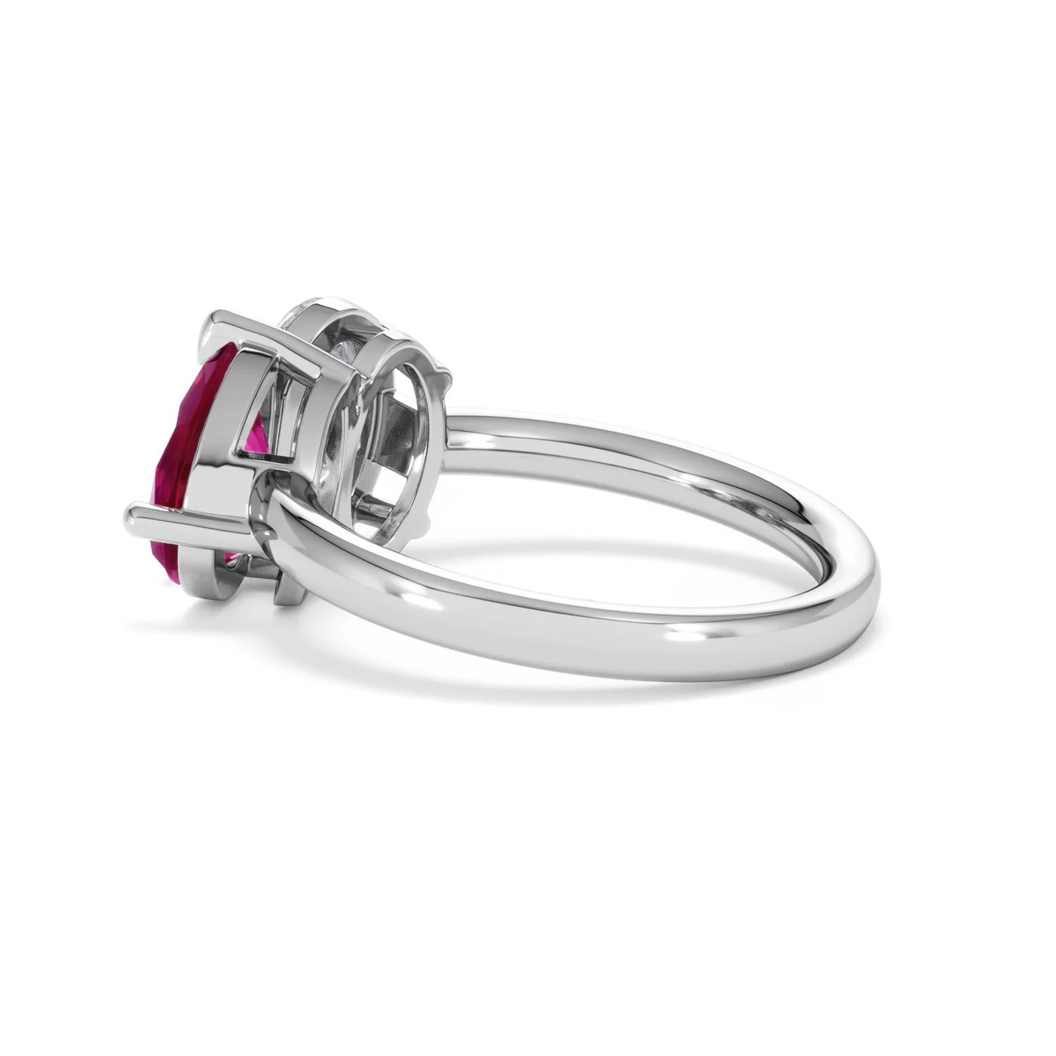 Toi Et Moi 1.50ct Oval Lab Diamond and 2.00ct Pear Lab Ruby Engagement Ring in Platinum - Image 63