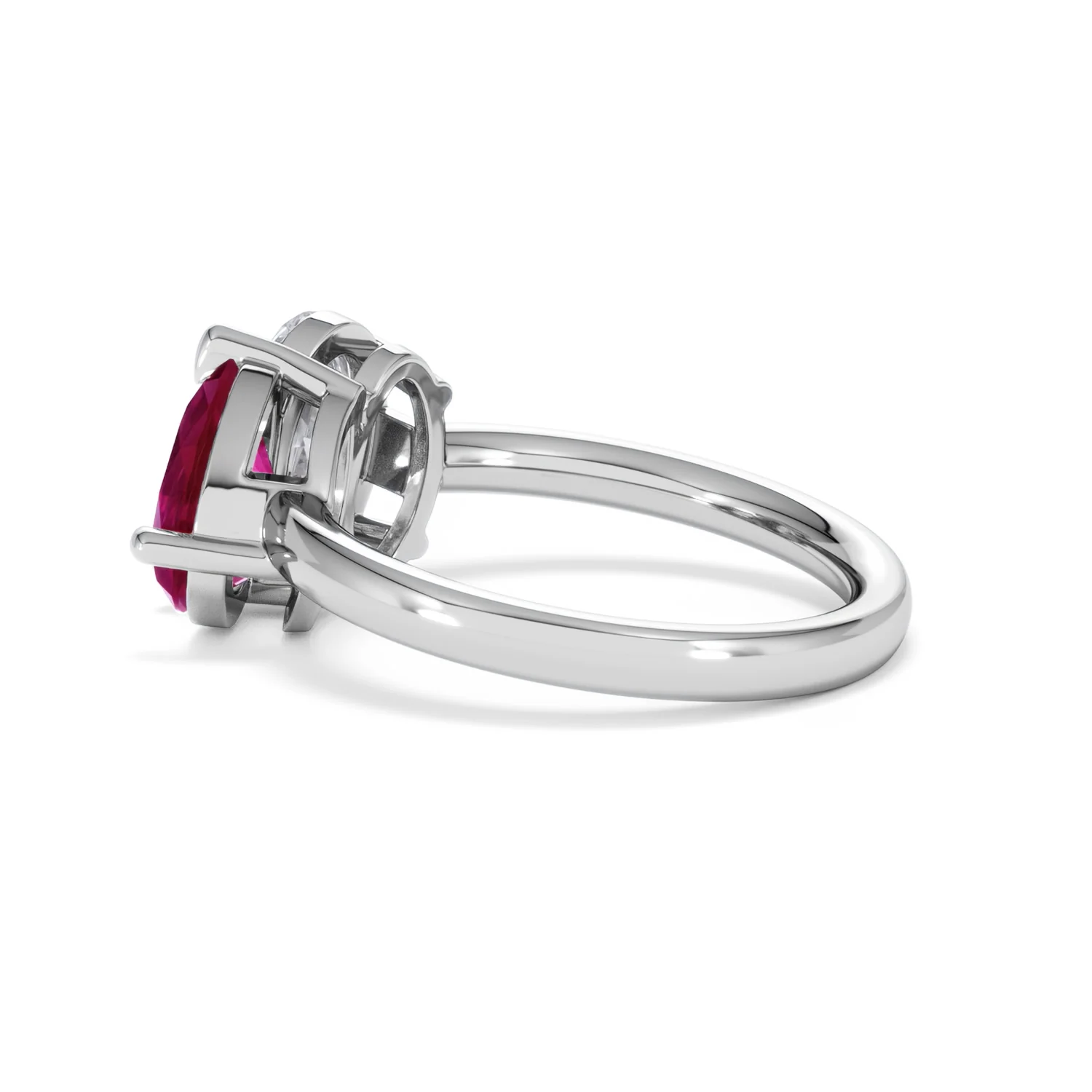 Toi Et Moi 1.50ct Oval Lab Diamond and 2.00ct Pear Lab Ruby Engagement Ring in Platinum - Image 64