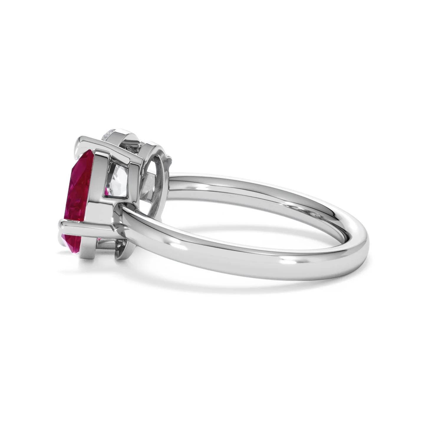 Toi Et Moi 1.50ct Oval Lab Diamond and 2.00ct Pear Lab Ruby Engagement Ring in Platinum - Image 66
