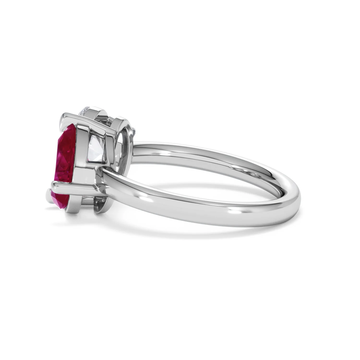 Toi Et Moi 1.50ct Oval Lab Diamond and 2.00ct Pear Lab Ruby Engagement Ring in Platinum - Image 67