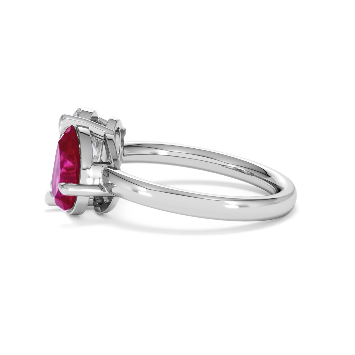 Toi Et Moi 1.50ct Oval Lab Diamond and 2.00ct Pear Lab Ruby Engagement Ring in Platinum - Image 69