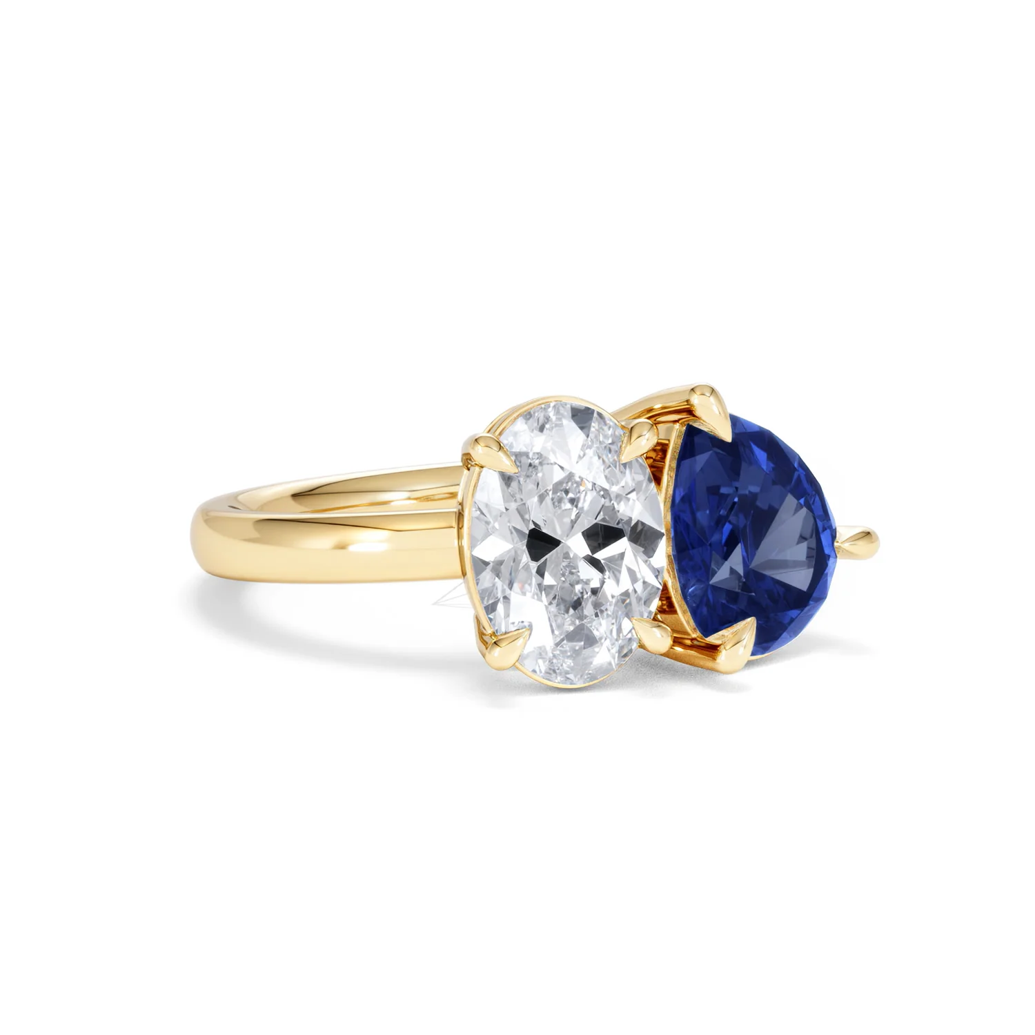 Toi Et Moi 1.50ct Oval Lab Diamond and 2.00ct Pear Lab Sapphire Engagement Ring in 18K Yellow Gold - Image 15