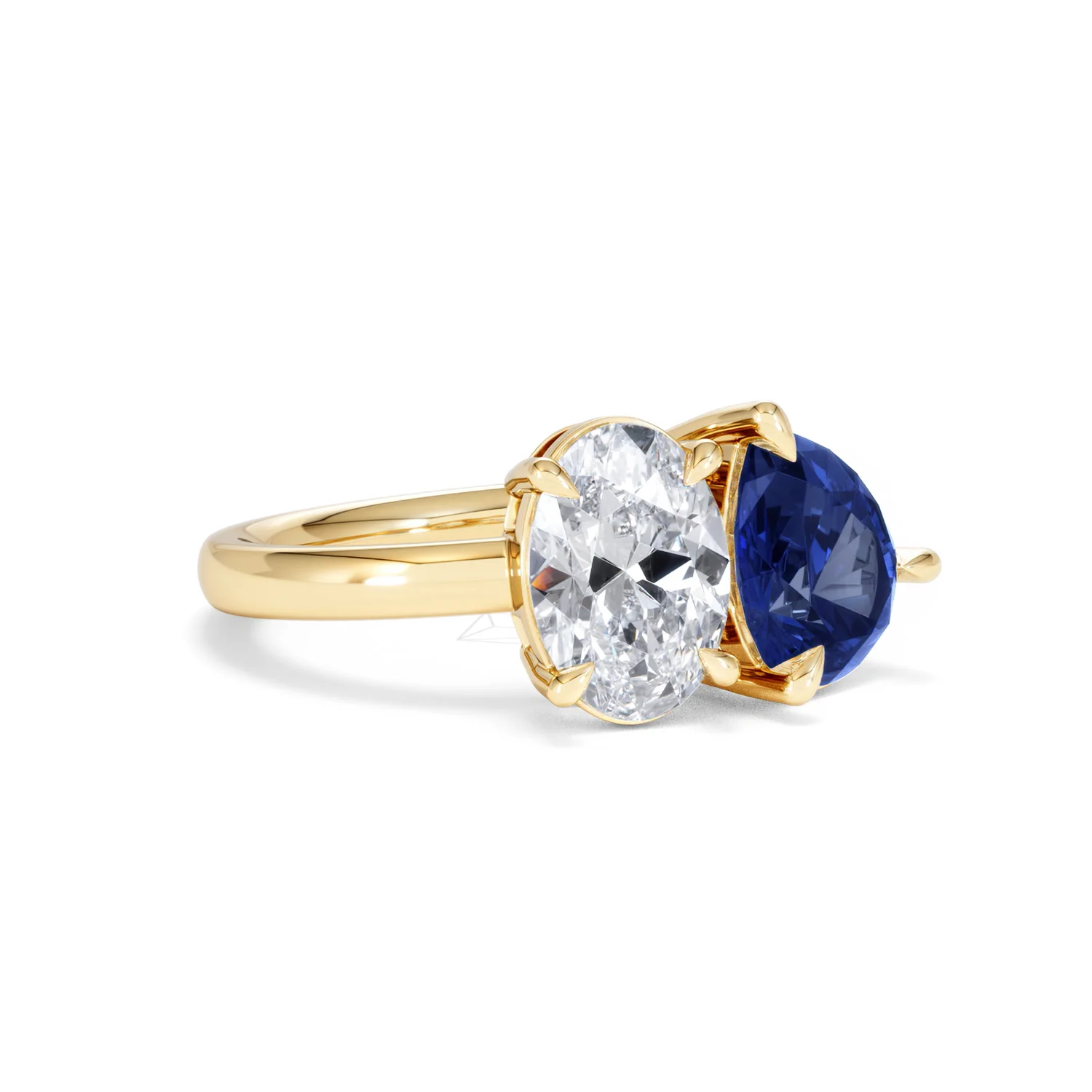 Toi Et Moi 1.50ct Oval Lab Diamond and 2.00ct Pear Lab Sapphire Engagement Ring in 18K Yellow Gold - Image 16