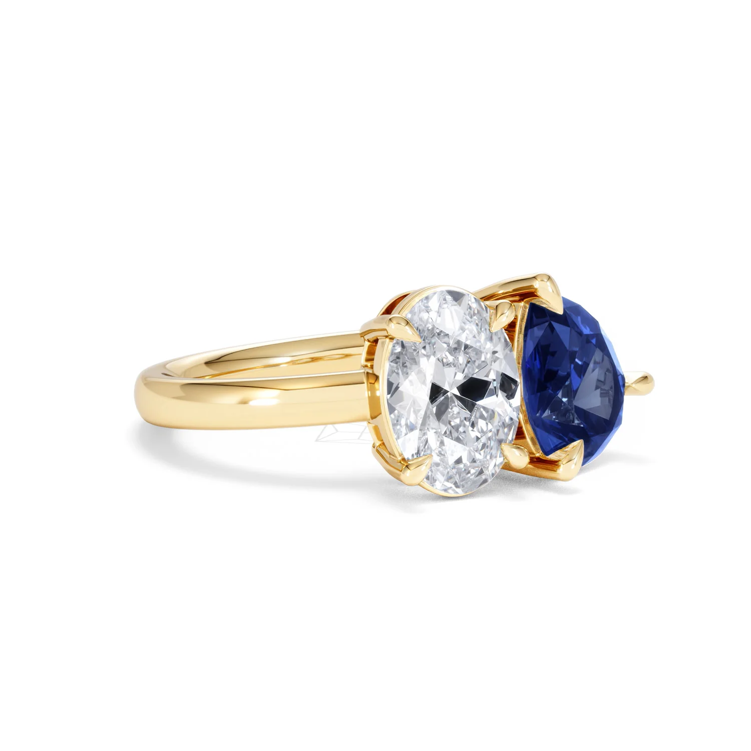 Toi Et Moi 1.50ct Oval Lab Diamond and 2.00ct Pear Lab Sapphire Engagement Ring in 18K Yellow Gold - Image 17