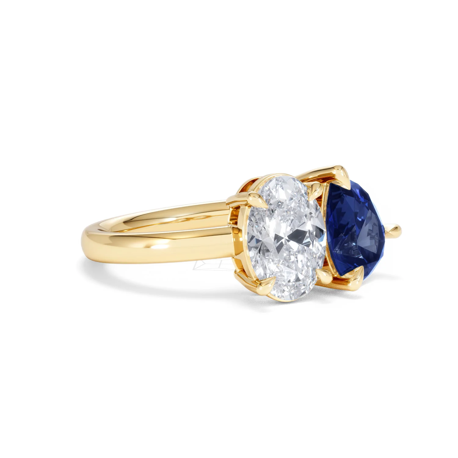 Toi Et Moi 1.50ct Oval Lab Diamond and 2.00ct Pear Lab Sapphire Engagement Ring in 18K Yellow Gold - Image 18