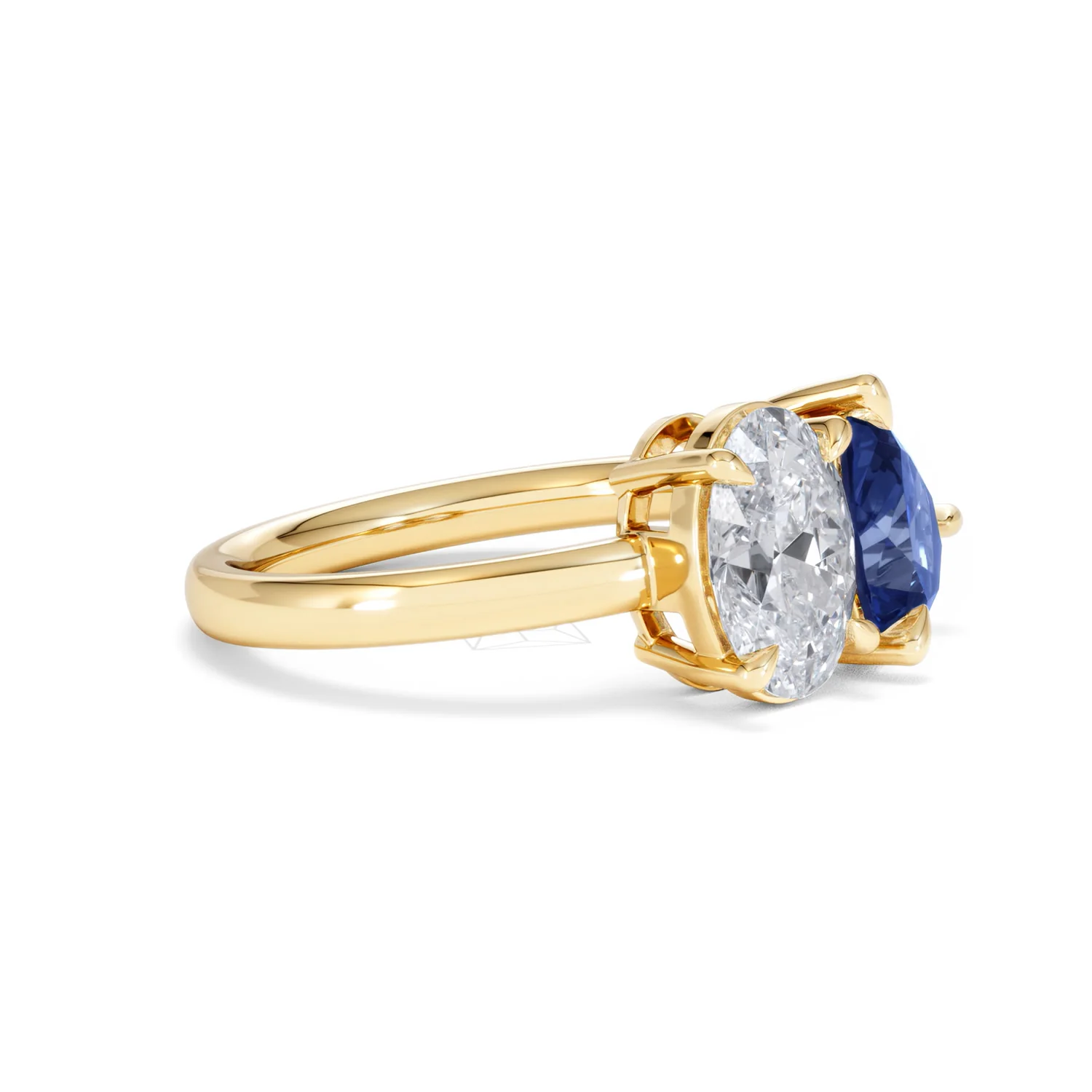 Toi Et Moi 1.50ct Oval Lab Diamond and 2.00ct Pear Lab Sapphire Engagement Ring in 18K Yellow Gold - Image 22