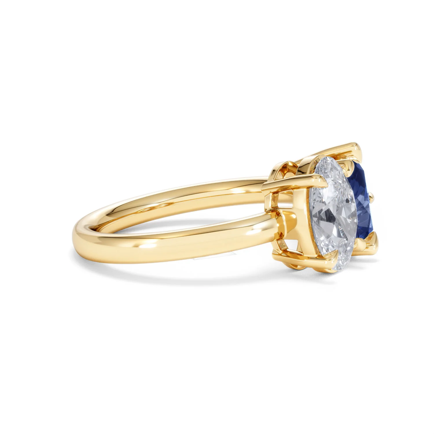 Toi Et Moi 1.50ct Oval Lab Diamond and 2.00ct Pear Lab Sapphire Engagement Ring in 18K Yellow Gold - Image 25