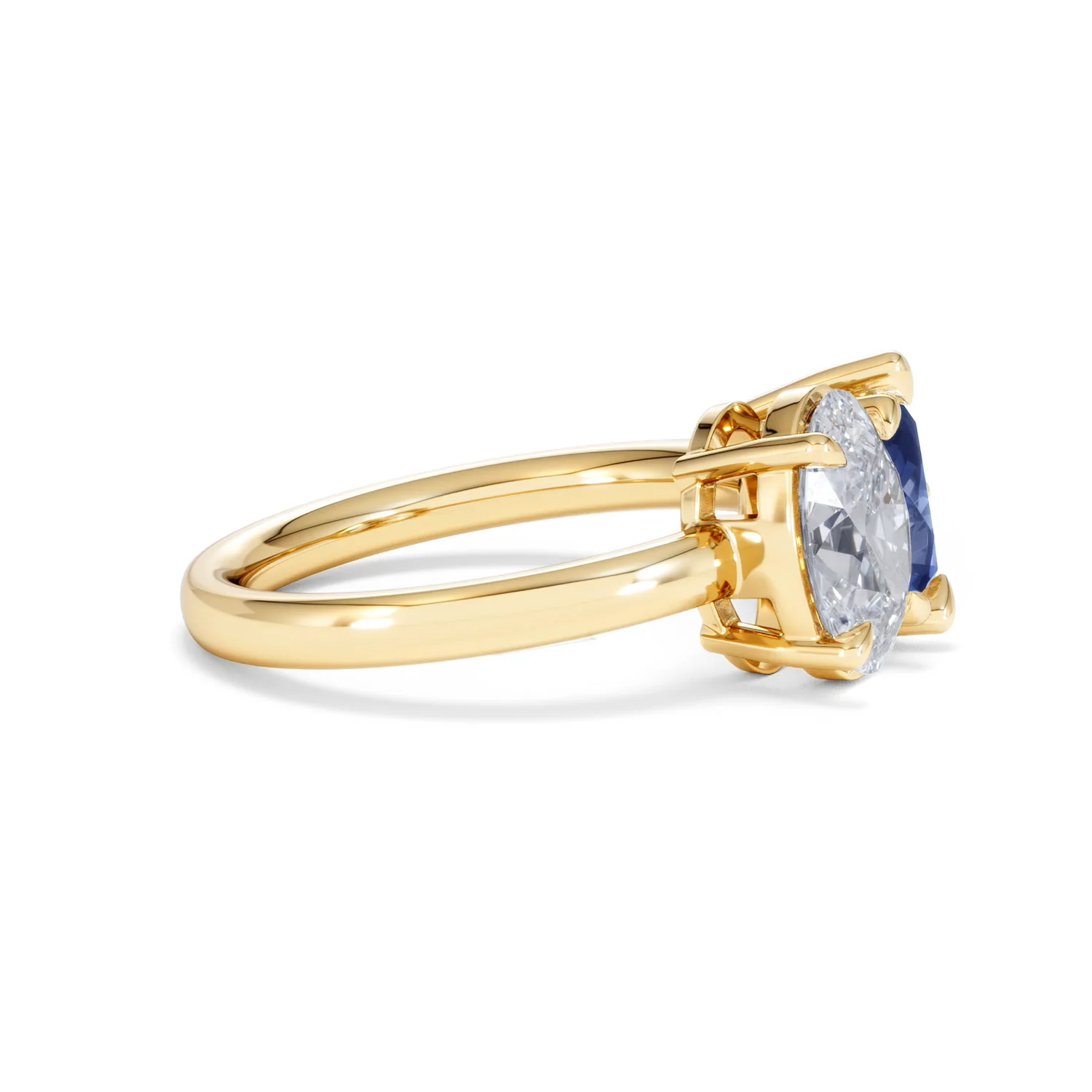 Toi Et Moi 1.50ct Oval Lab Diamond and 2.00ct Pear Lab Sapphire Engagement Ring in 18K Yellow Gold - Image 26