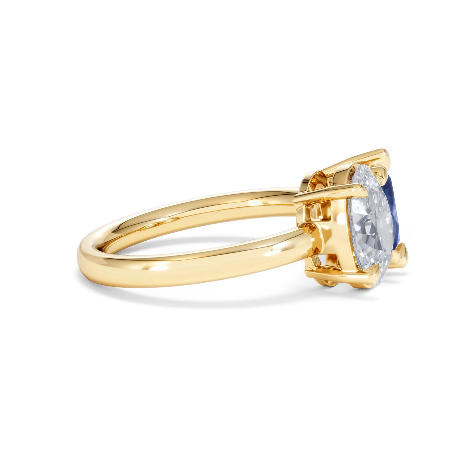 Toi Et Moi 1.50ct Oval Lab Diamond and 2.00ct Pear Lab Sapphire Engagement Ring in 18K Yellow Gold - Image 27