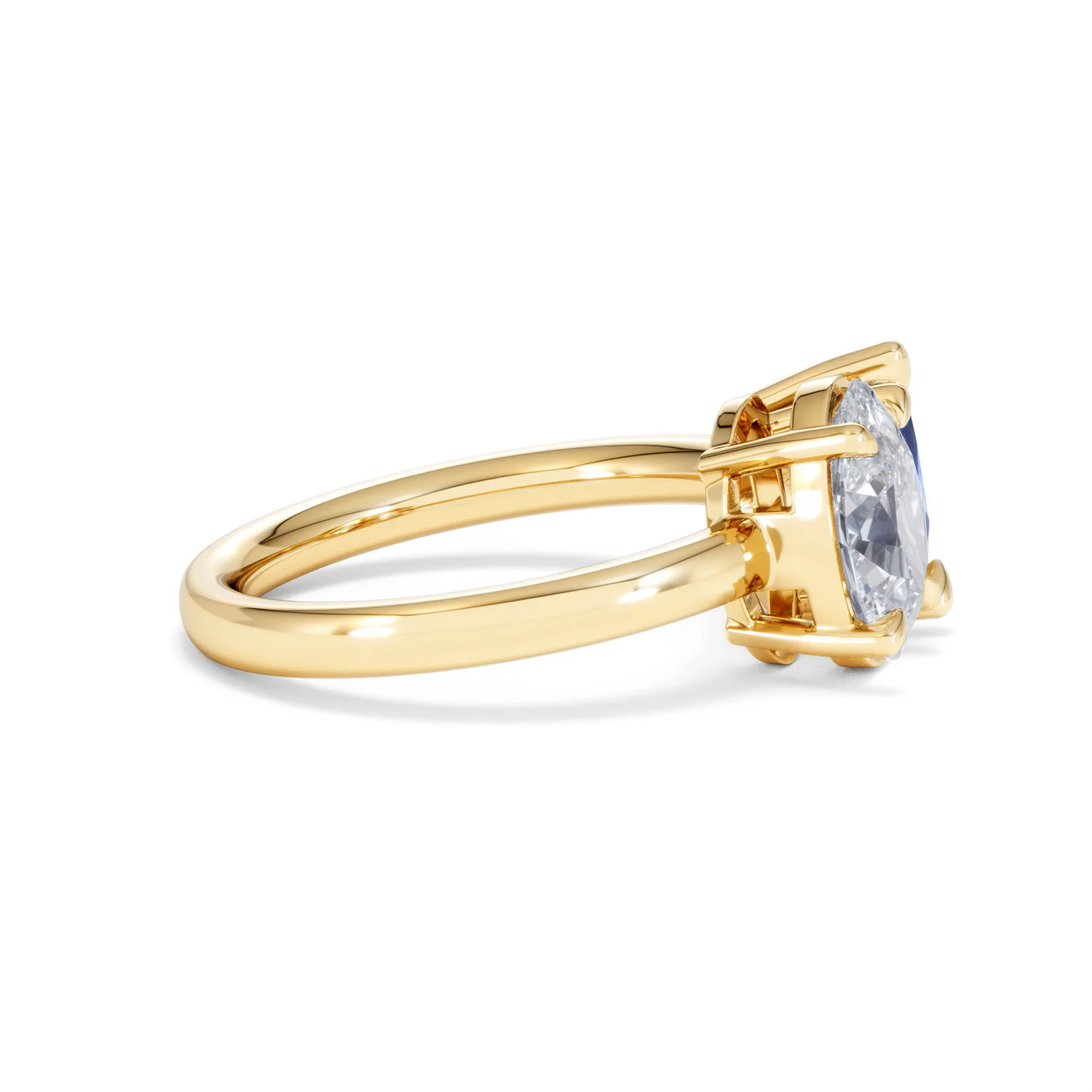 Toi Et Moi 1.50ct Oval Lab Diamond and 2.00ct Pear Lab Sapphire Engagement Ring in 18K Yellow Gold - Image 28