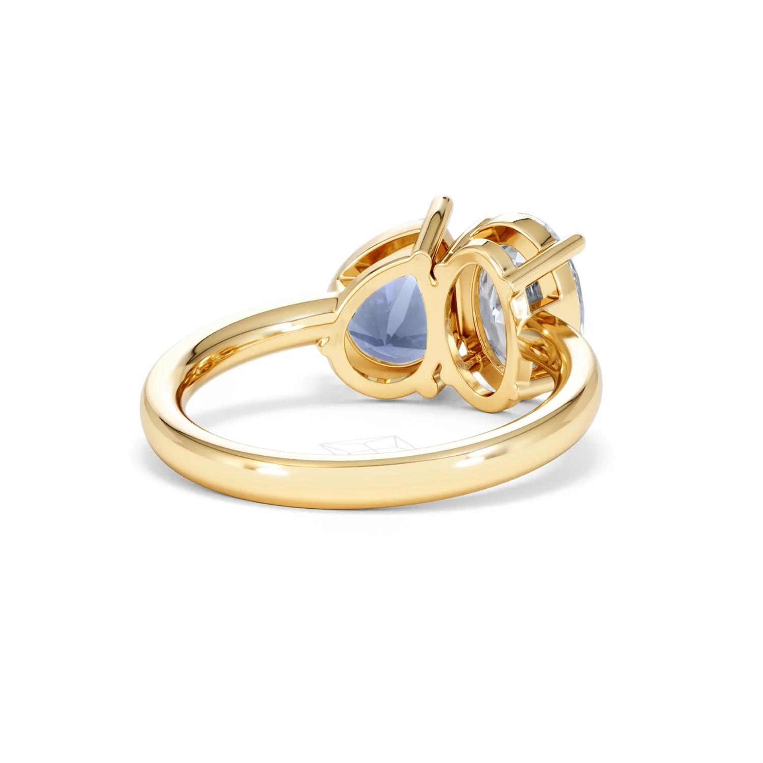 Toi Et Moi 1.50ct Oval Lab Diamond and 2.00ct Pear Lab Sapphire Engagement Ring in 18K Yellow Gold - Image 44