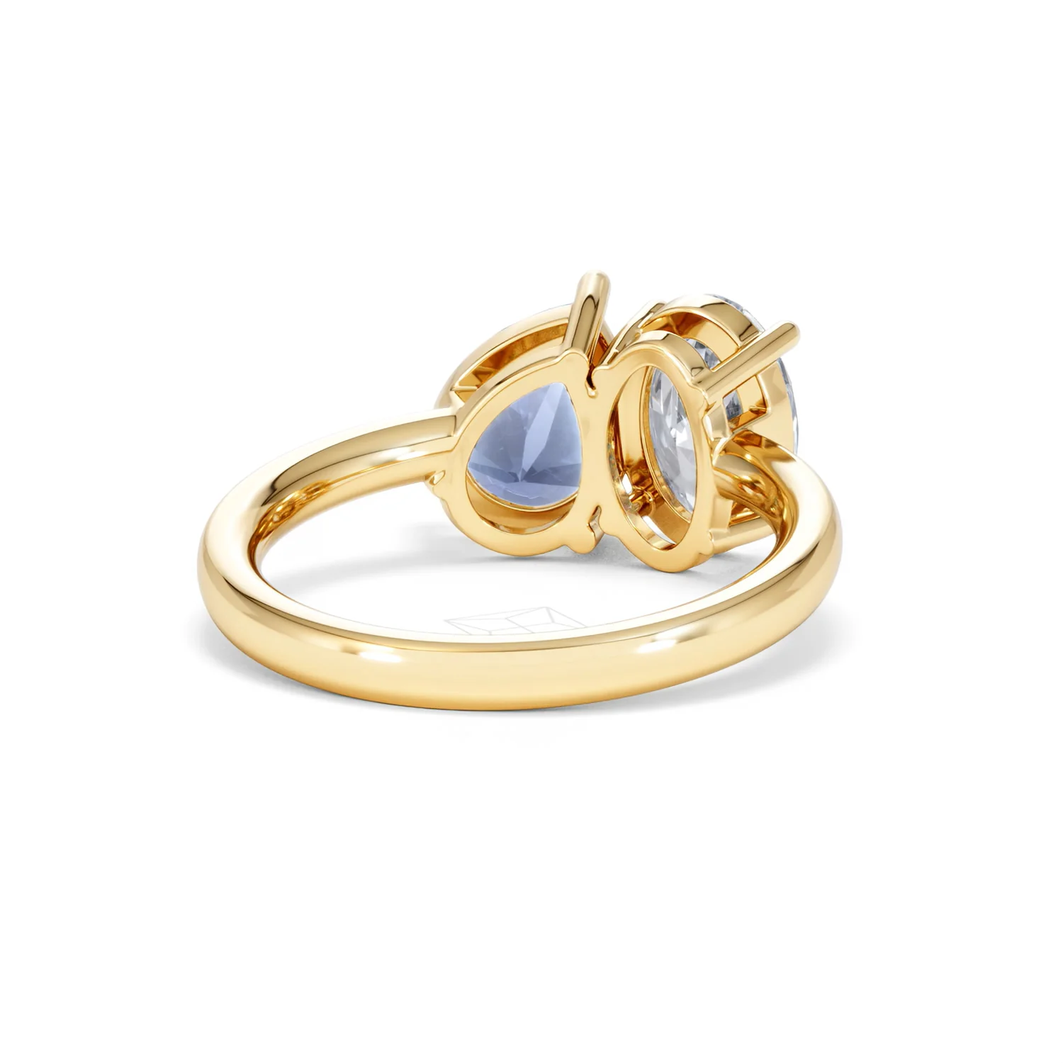 Toi Et Moi 1.50ct Oval Lab Diamond and 2.00ct Pear Lab Sapphire Engagement Ring in 18K Yellow Gold - Image 45