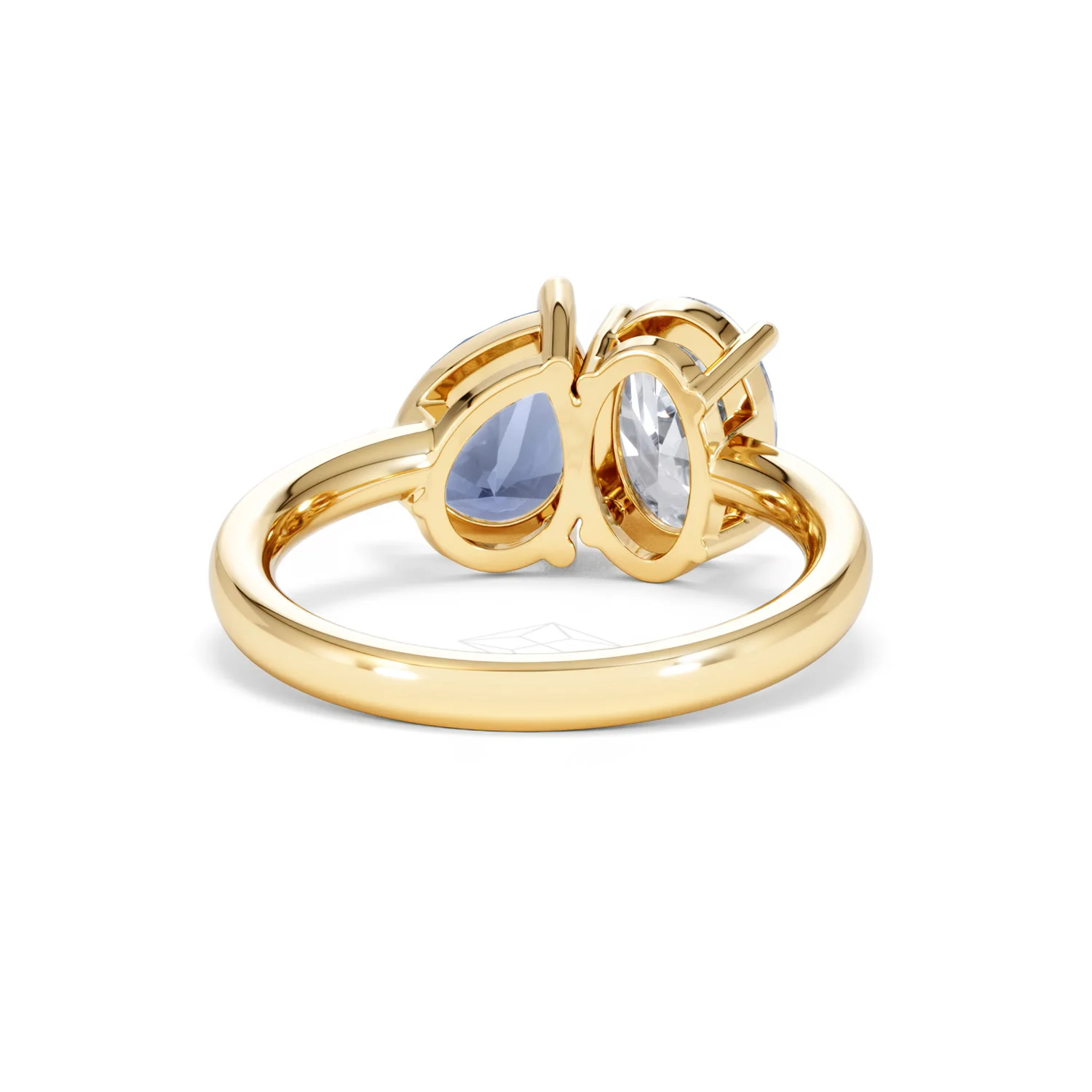 Toi Et Moi 1.50ct Oval Lab Diamond and 2.00ct Pear Lab Sapphire Engagement Ring in 18K Yellow Gold - Image 47