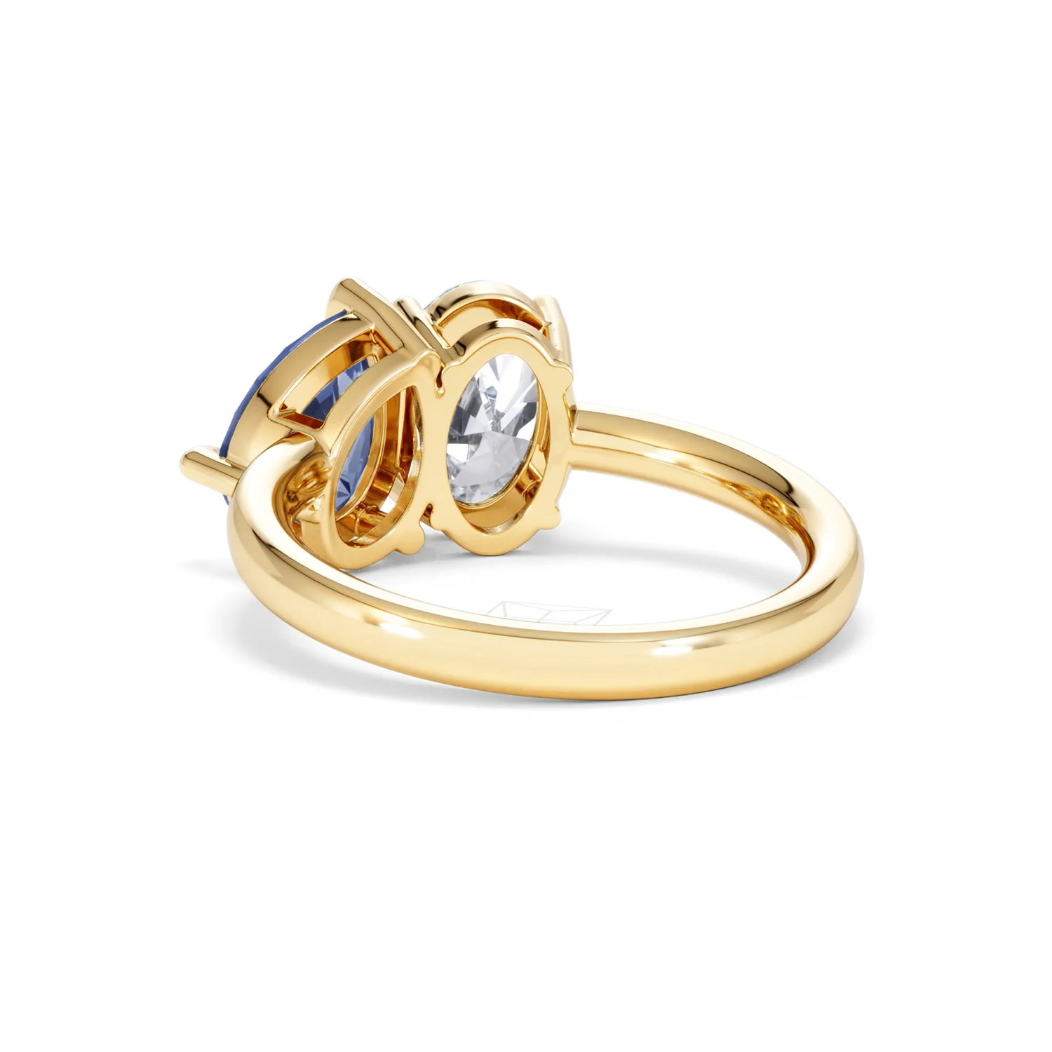 Toi Et Moi 1.50ct Oval Lab Diamond and 2.00ct Pear Lab Sapphire Engagement Ring in 18K Yellow Gold - Image 55