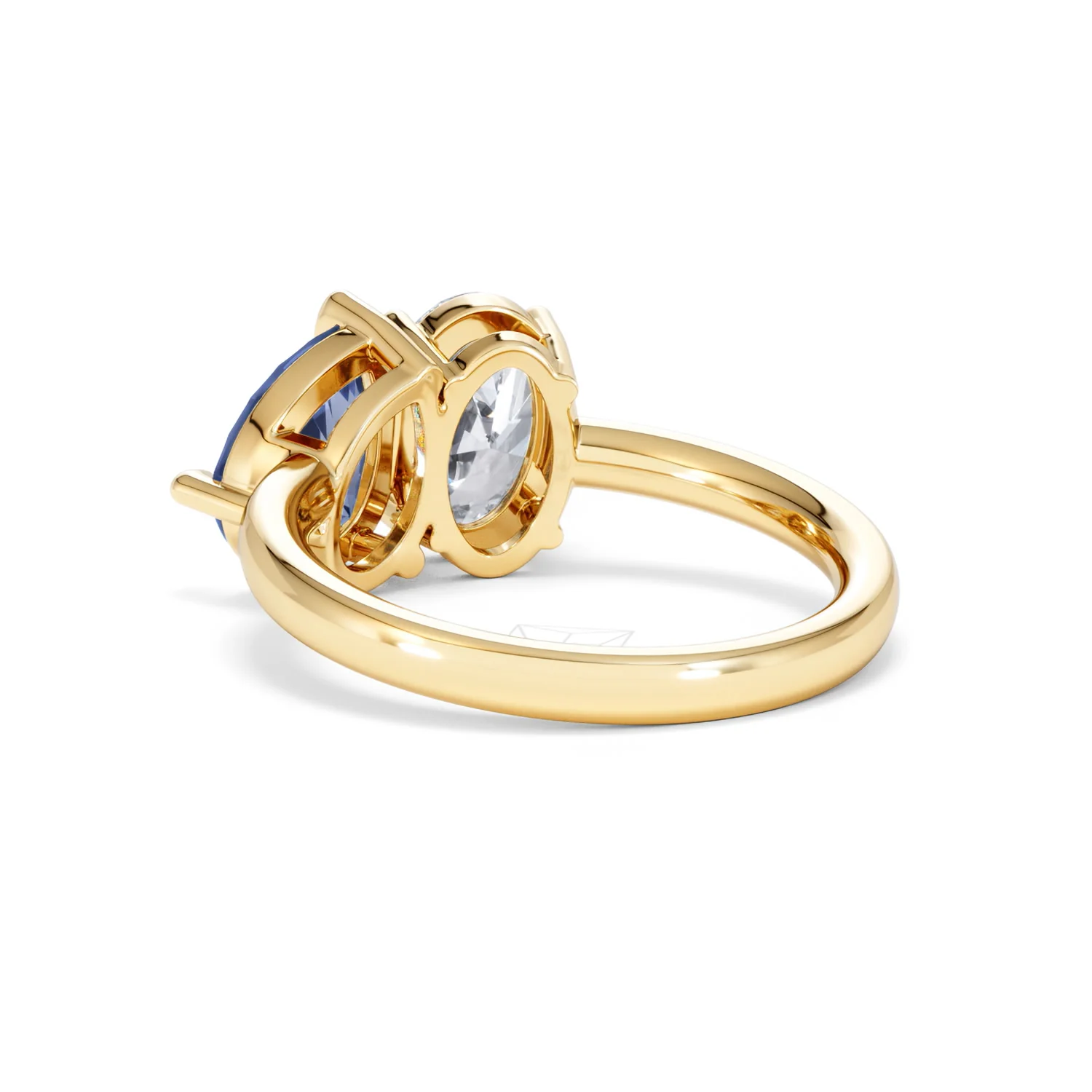 Toi Et Moi 1.50ct Oval Lab Diamond and 2.00ct Pear Lab Sapphire Engagement Ring in 18K Yellow Gold - Image 56