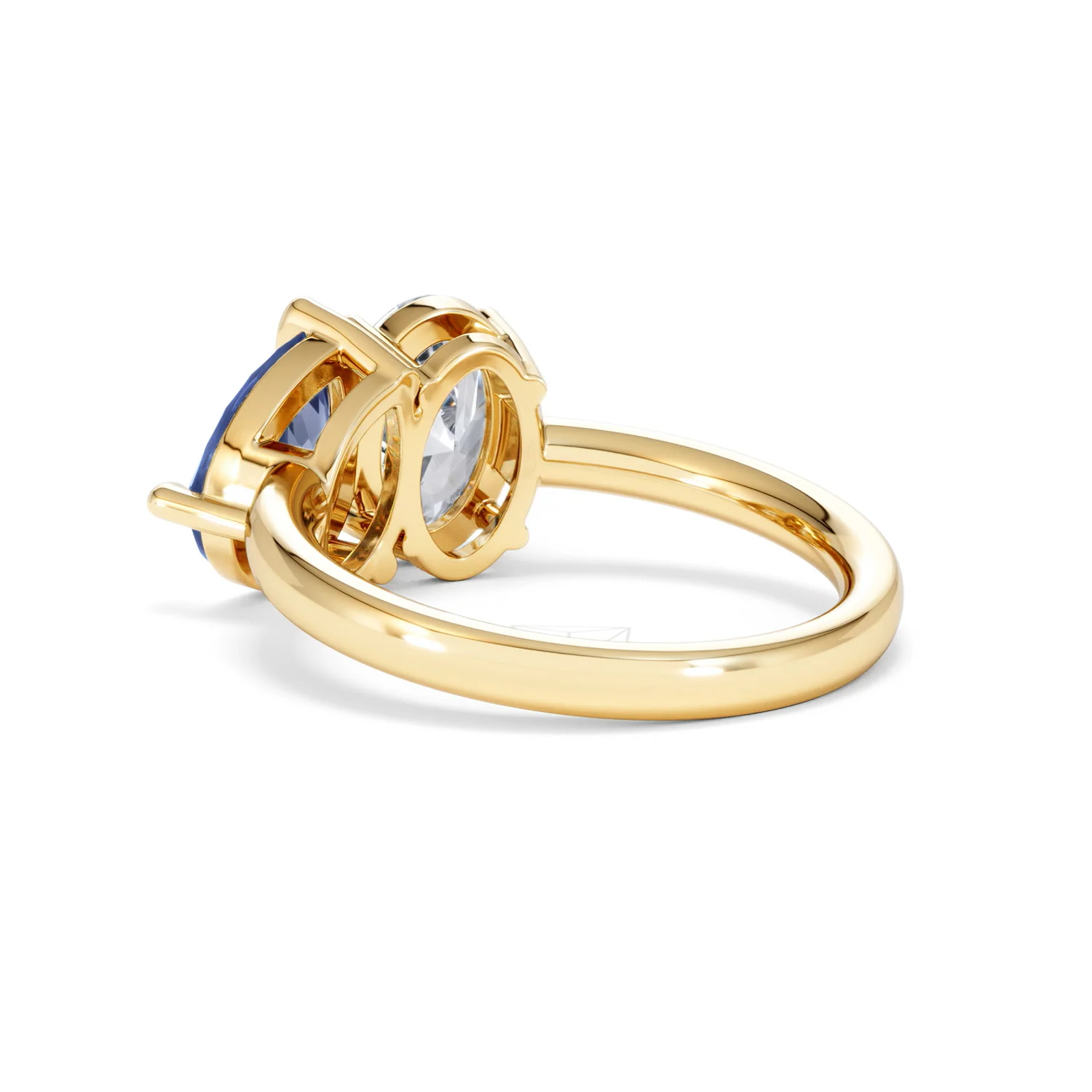 Toi Et Moi 1.50ct Oval Lab Diamond and 2.00ct Pear Lab Sapphire Engagement Ring in 18K Yellow Gold - Image 58