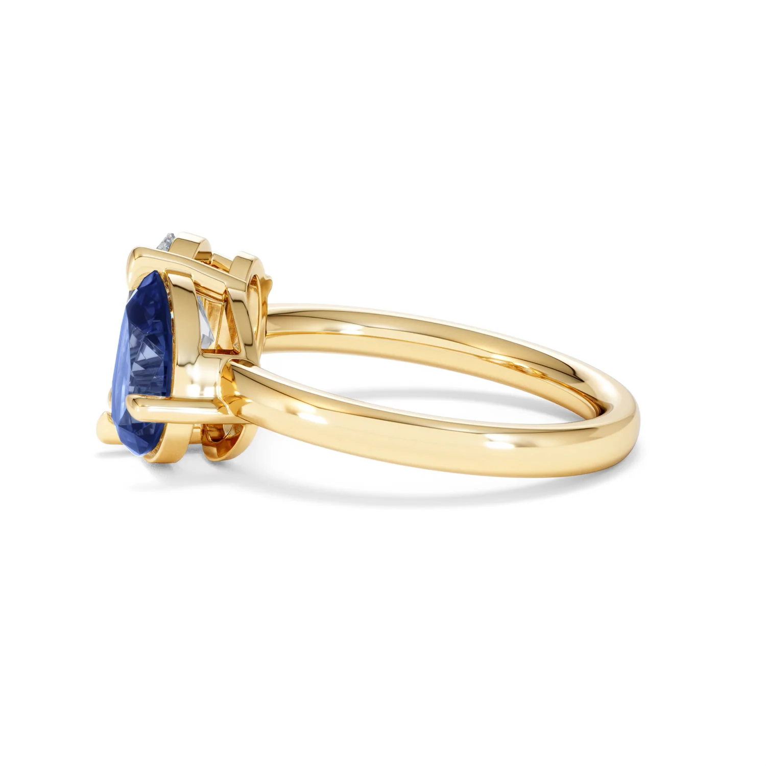 Toi Et Moi 1.50ct Oval Lab Diamond and 2.00ct Pear Lab Sapphire Engagement Ring in 18K Yellow Gold - Image 69
