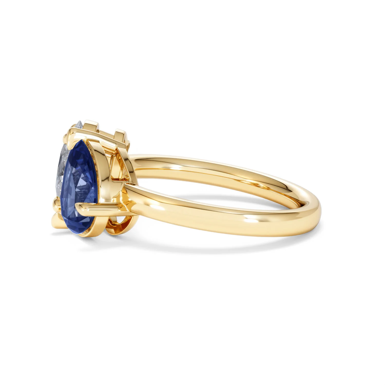 Toi Et Moi 1.50ct Oval Lab Diamond and 2.00ct Pear Lab Sapphire Engagement Ring in 18K Yellow Gold - Image 71