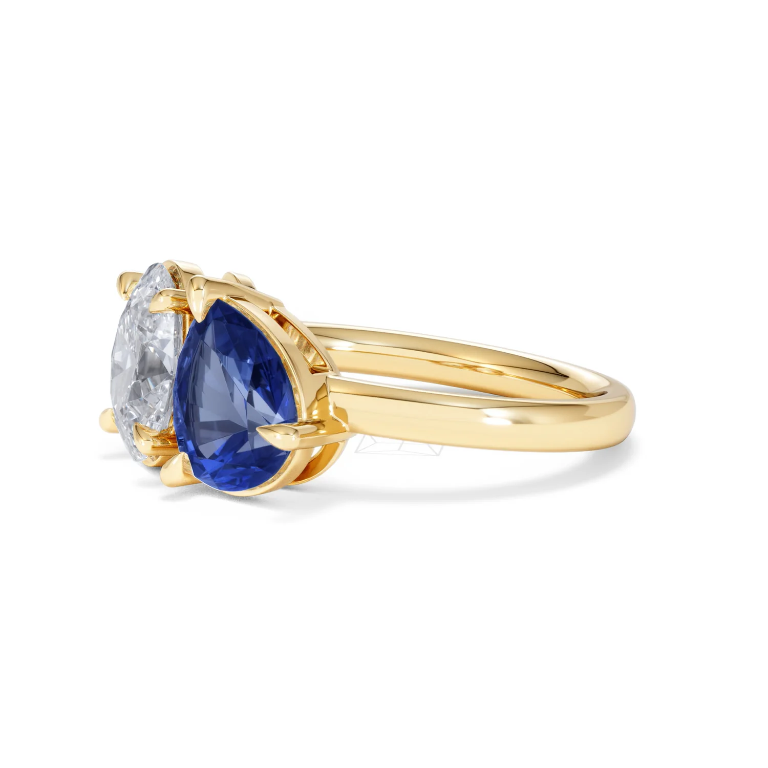 Toi Et Moi 1.50ct Oval Lab Diamond and 2.00ct Pear Lab Sapphire Engagement Ring in 18K Yellow Gold - Image 77