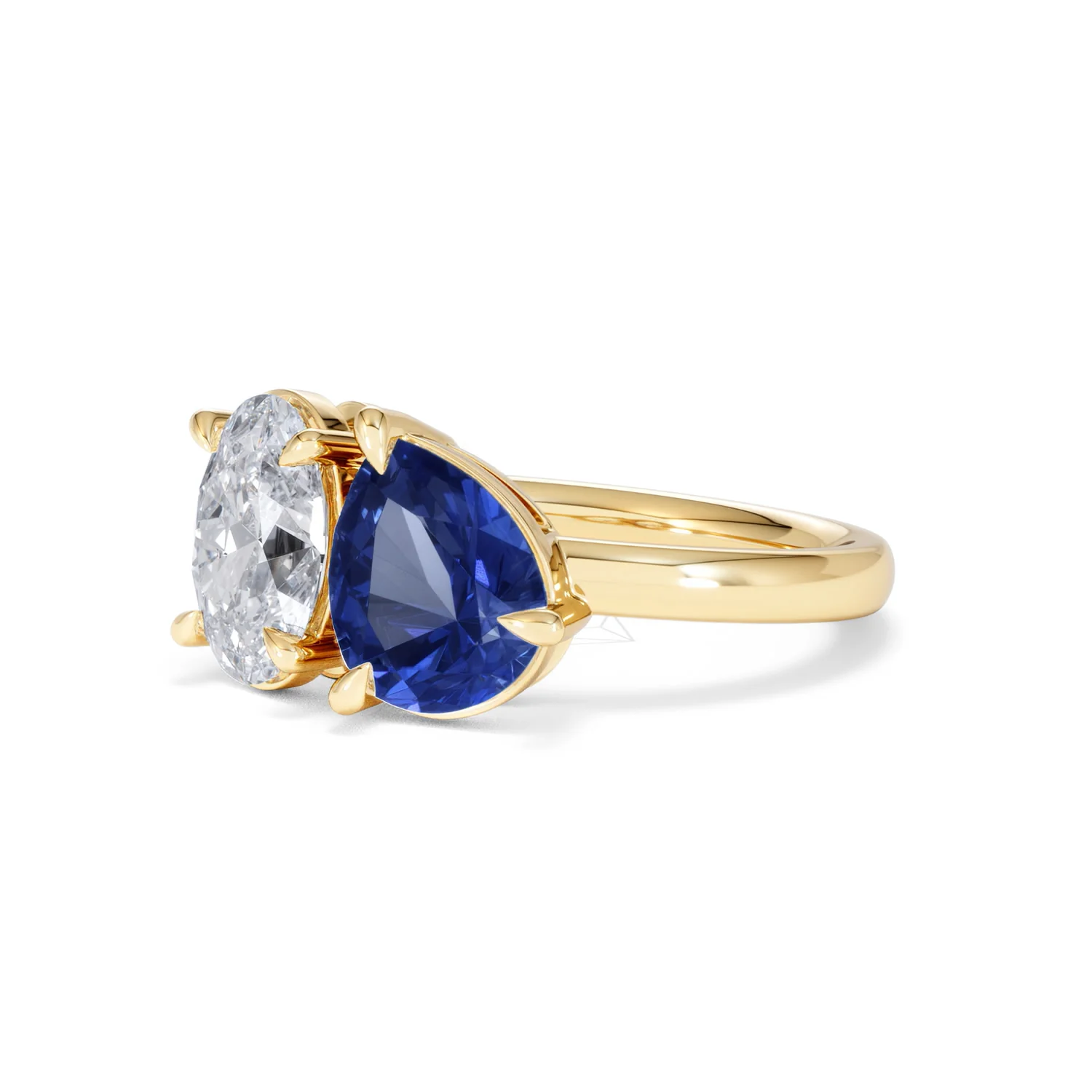 Toi Et Moi 1.50ct Oval Lab Diamond and 2.00ct Pear Lab Sapphire Engagement Ring in 18K Yellow Gold - Image 81
