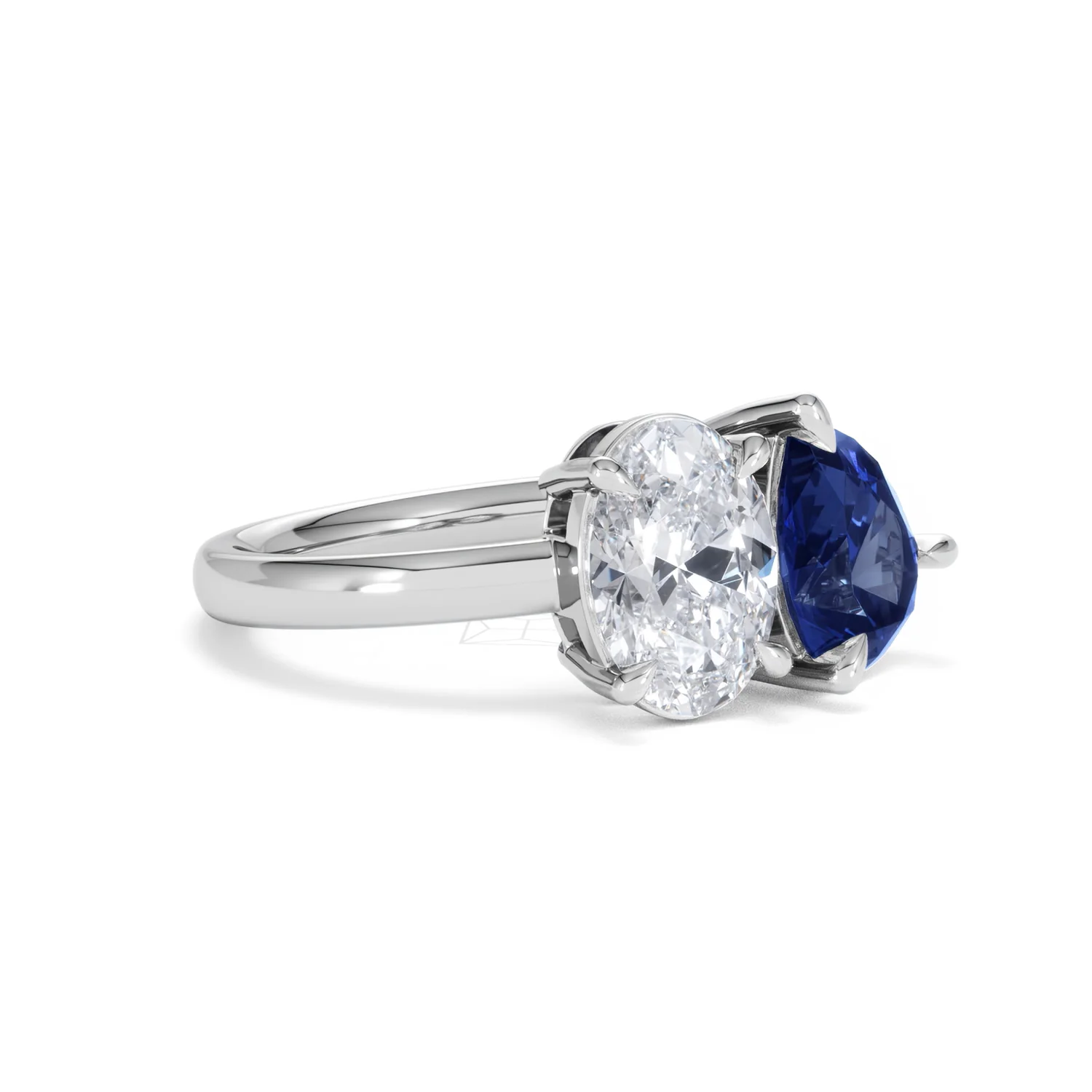 Toi Et Moi 1.50ct Oval Lab Diamond and 2.00ct Pear Lab Sapphire Engagement Ring in Platinum - Image 18