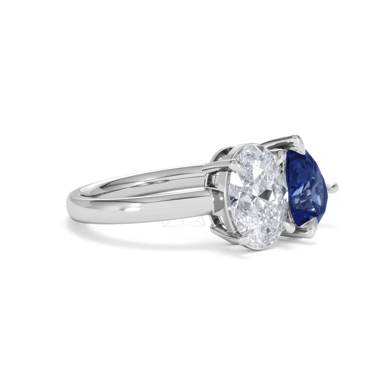 Toi Et Moi 1.50ct Oval Lab Diamond and 2.00ct Pear Lab Sapphire Engagement Ring in Platinum - Image 20
