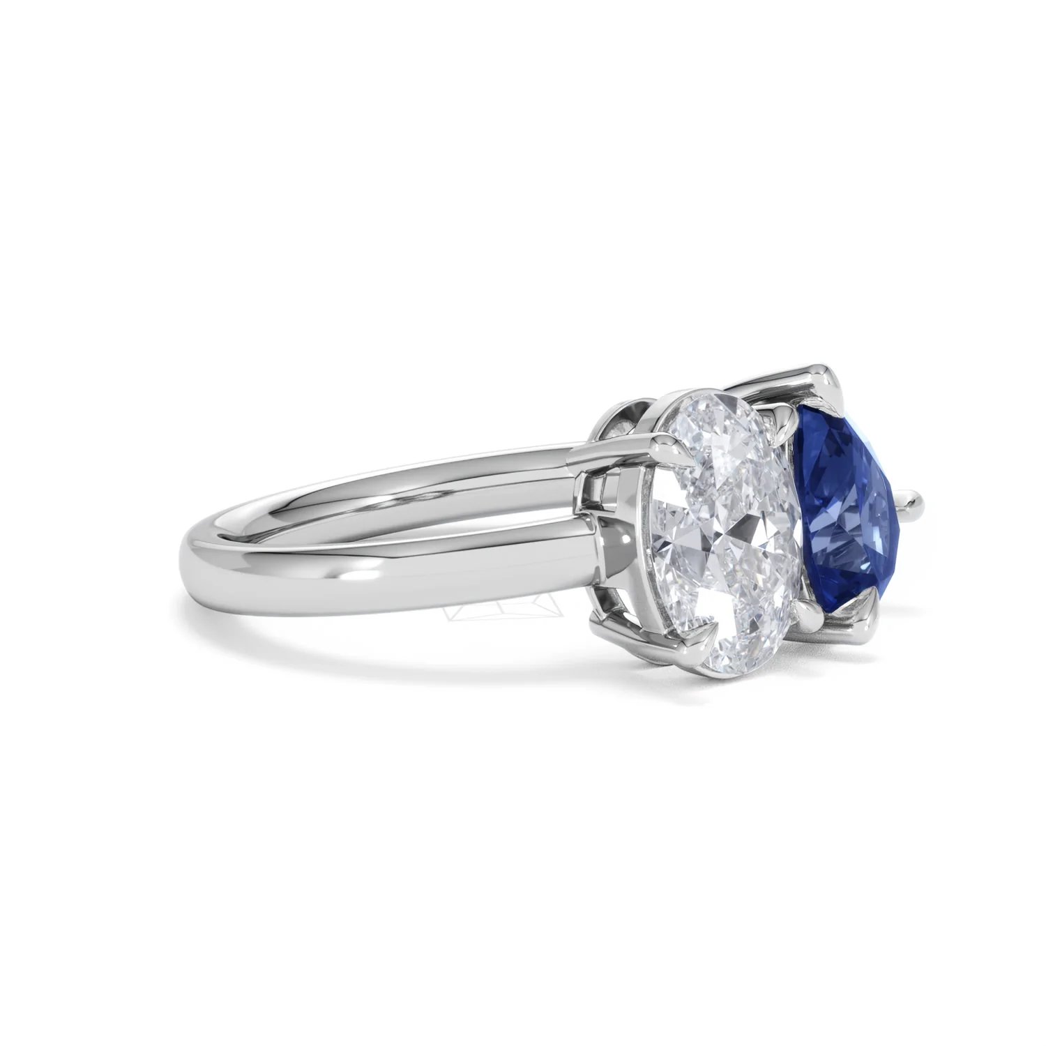 Toi Et Moi 1.50ct Oval Lab Diamond and 2.00ct Pear Lab Sapphire Engagement Ring in Platinum - Image 21