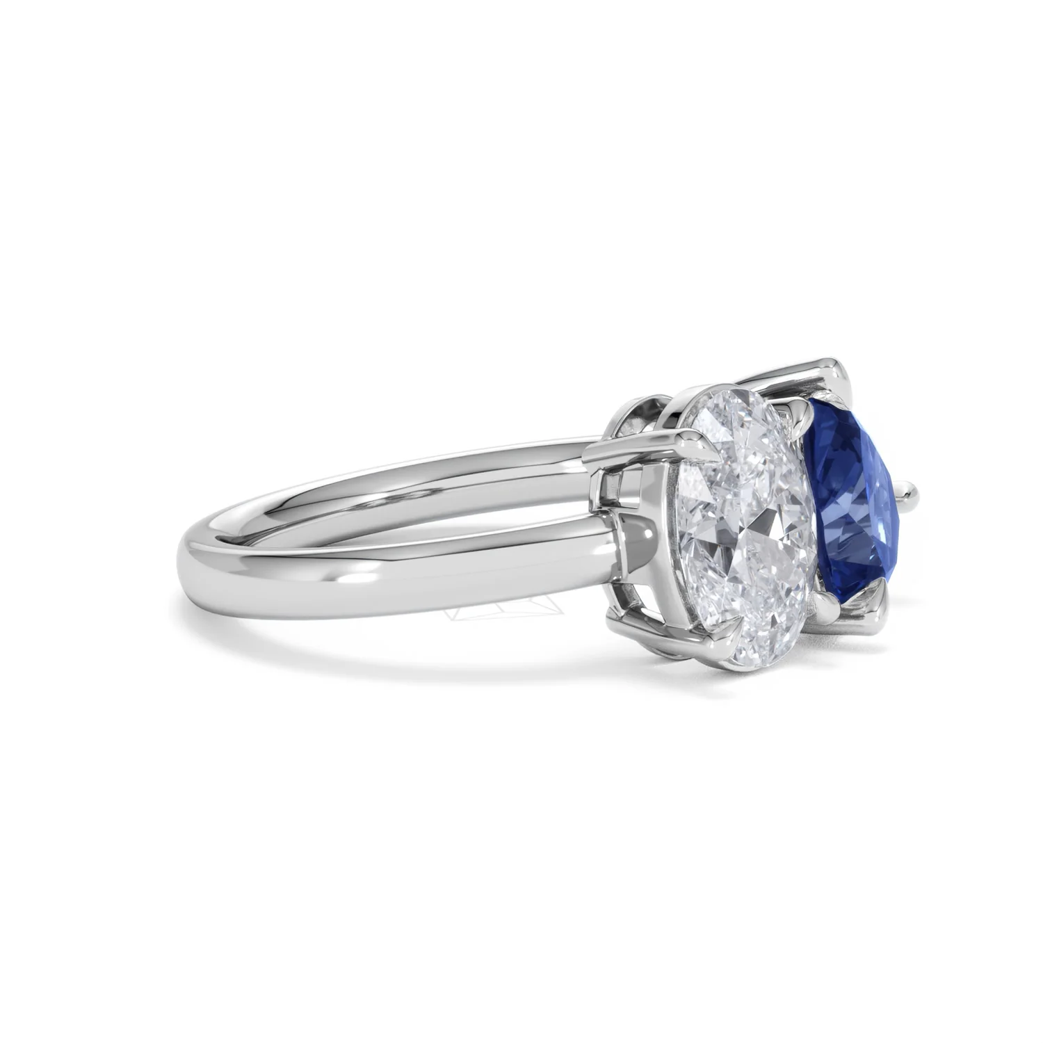 Toi Et Moi 1.50ct Oval Lab Diamond and 2.00ct Pear Lab Sapphire Engagement Ring in Platinum - Image 22