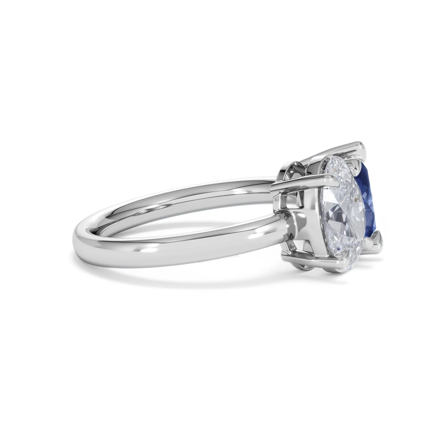 Toi Et Moi 1.50ct Oval Lab Diamond and 2.00ct Pear Lab Sapphire Engagement Ring in Platinum - Image 26