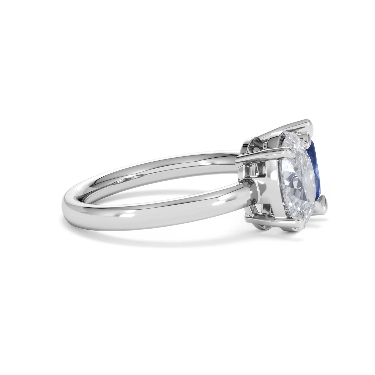 Toi Et Moi 1.50ct Oval Lab Diamond and 2.00ct Pear Lab Sapphire Engagement Ring in Platinum - Image 27