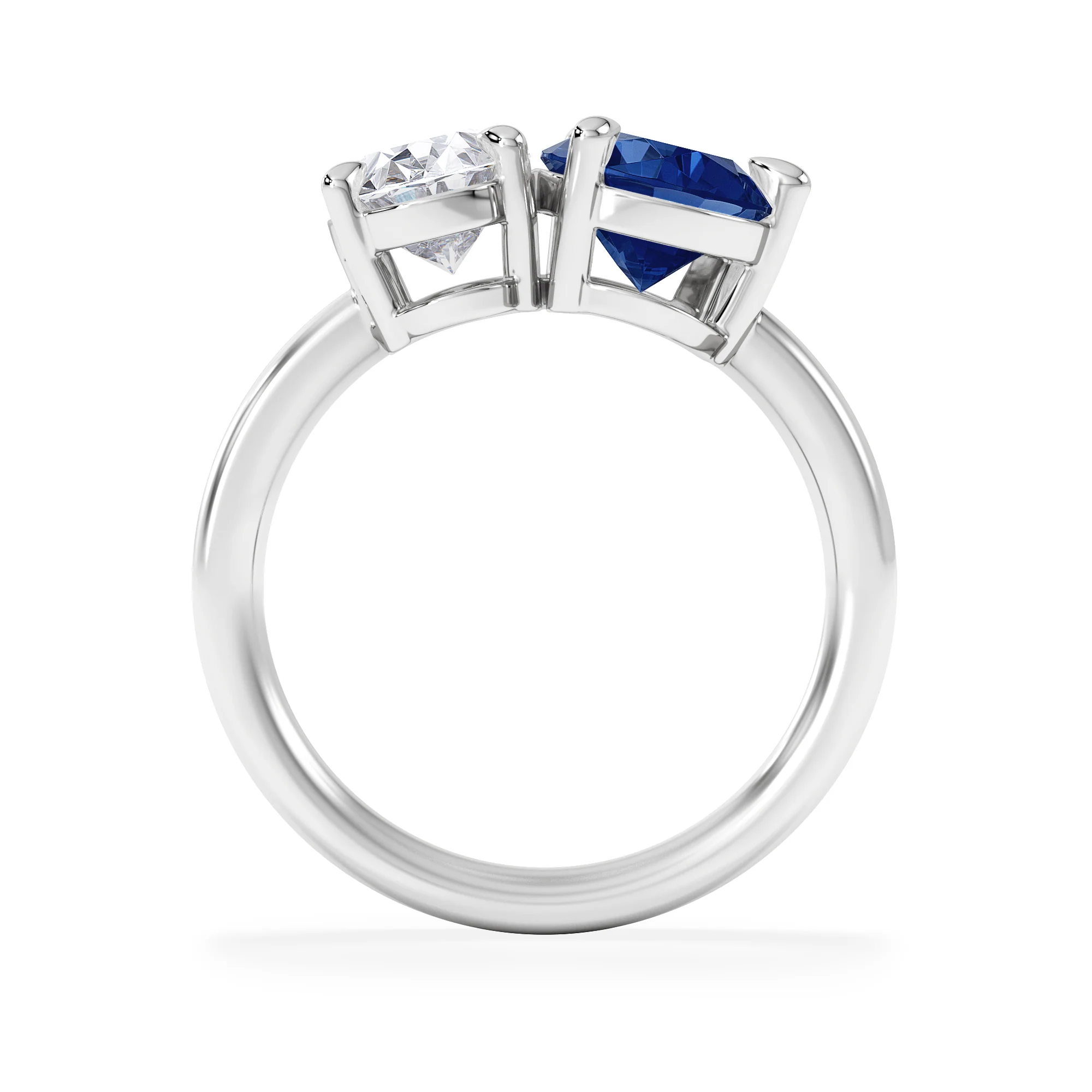 Toi Et Moi 1.50ct Oval Lab Diamond and 2.00ct Pear Lab Sapphire Engagement Ring in Platinum - Image 3