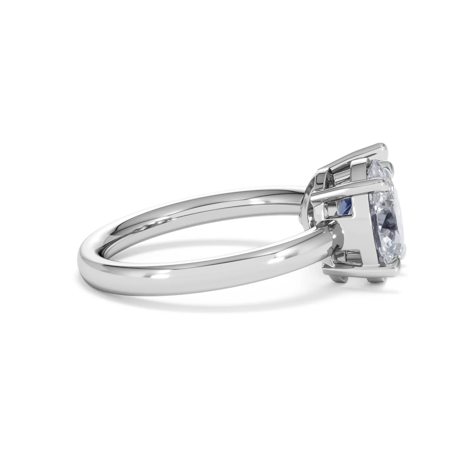 Toi Et Moi 1.50ct Oval Lab Diamond and 2.00ct Pear Lab Sapphire Engagement Ring in Platinum - Image 30