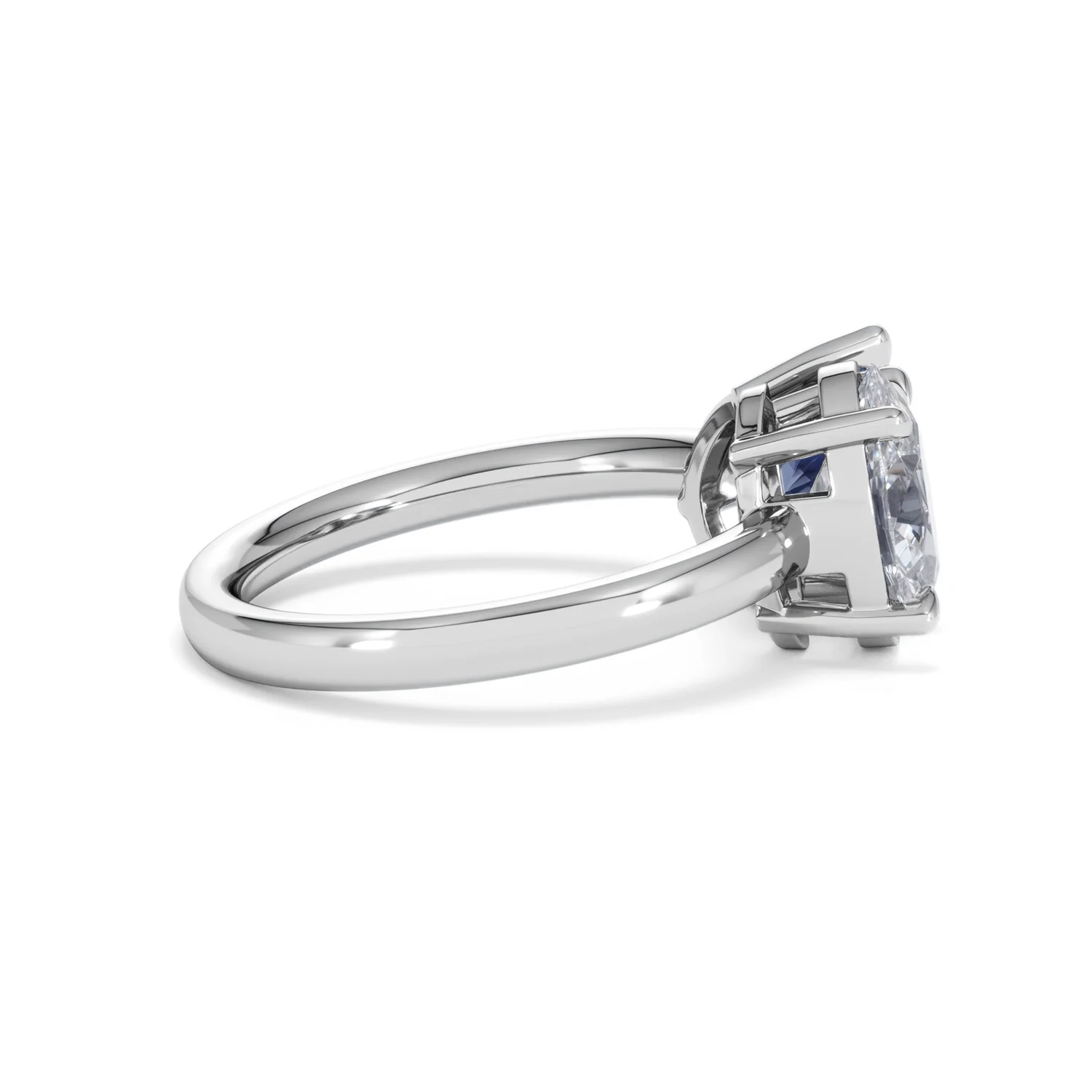 Toi Et Moi 1.50ct Oval Lab Diamond and 2.00ct Pear Lab Sapphire Engagement Ring in Platinum - Image 31