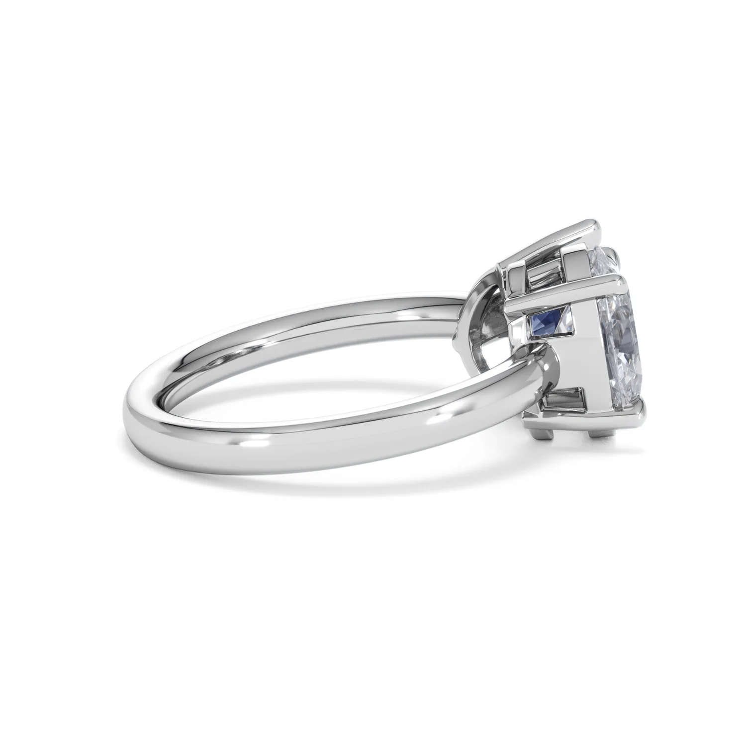 Toi Et Moi 1.50ct Oval Lab Diamond and 2.00ct Pear Lab Sapphire Engagement Ring in Platinum - Image 32
