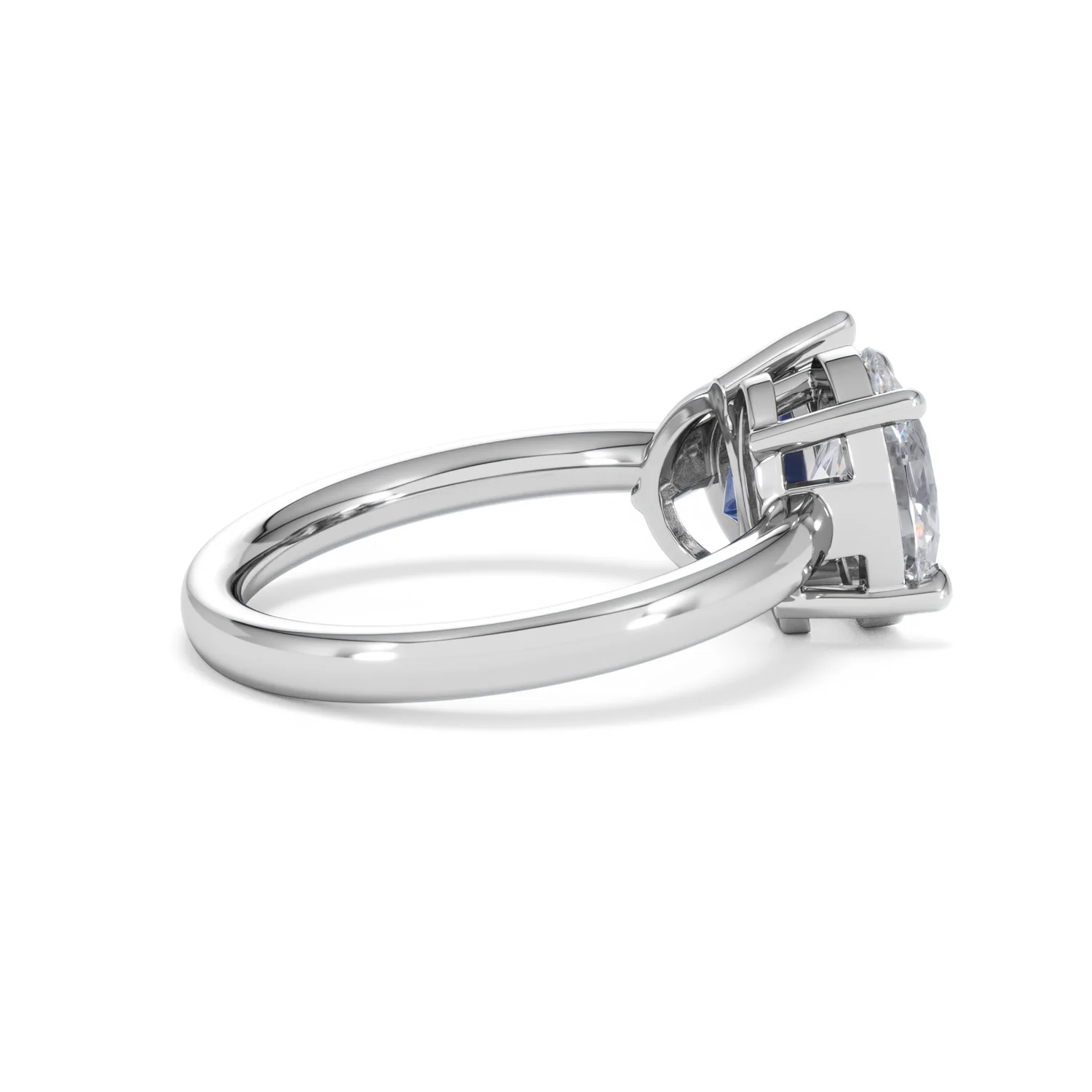 Toi Et Moi 1.50ct Oval Lab Diamond and 2.00ct Pear Lab Sapphire Engagement Ring in Platinum - Image 34
