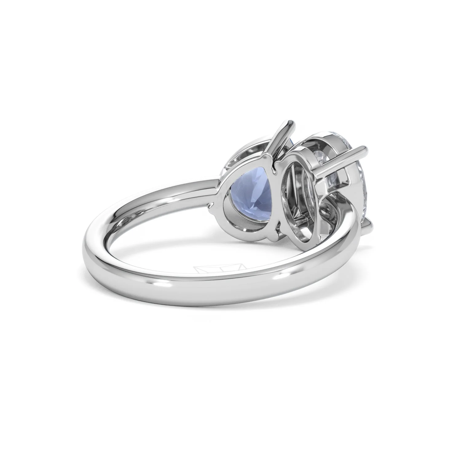 Toi Et Moi 1.50ct Oval Lab Diamond and 2.00ct Pear Lab Sapphire Engagement Ring in Platinum - Image 42