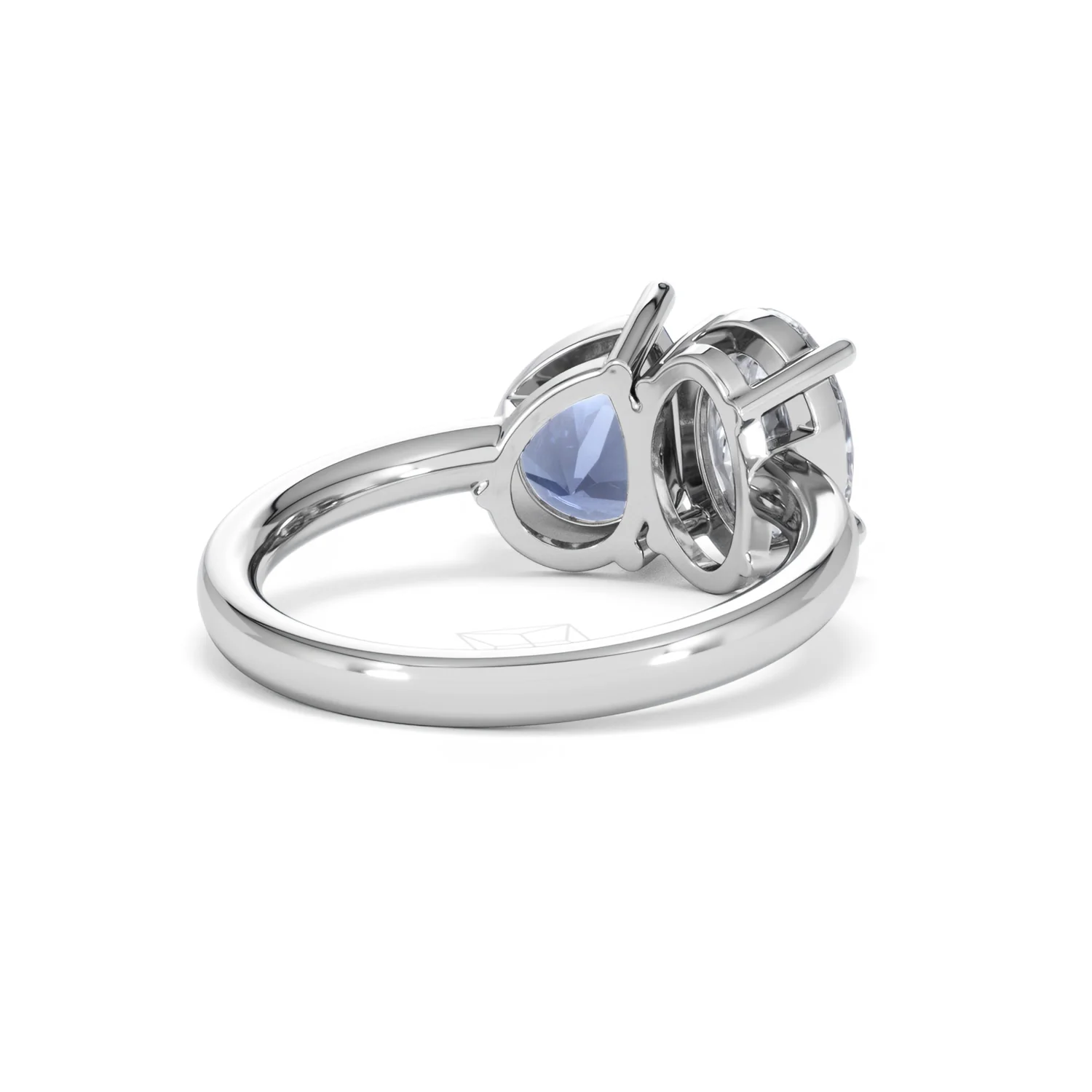 Toi Et Moi 1.50ct Oval Lab Diamond and 2.00ct Pear Lab Sapphire Engagement Ring in Platinum - Image 43