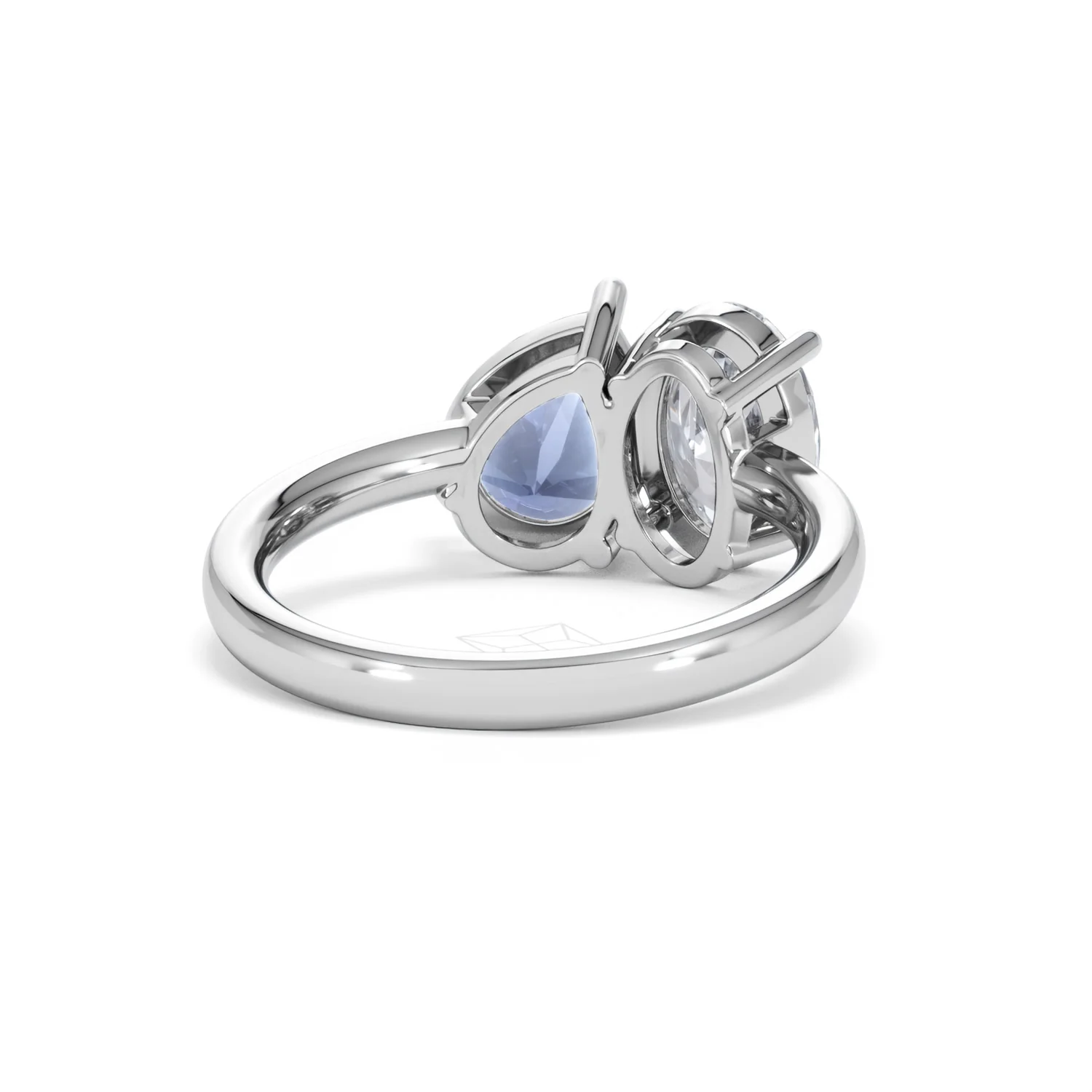 Toi Et Moi 1.50ct Oval Lab Diamond and 2.00ct Pear Lab Sapphire Engagement Ring in Platinum - Image 45