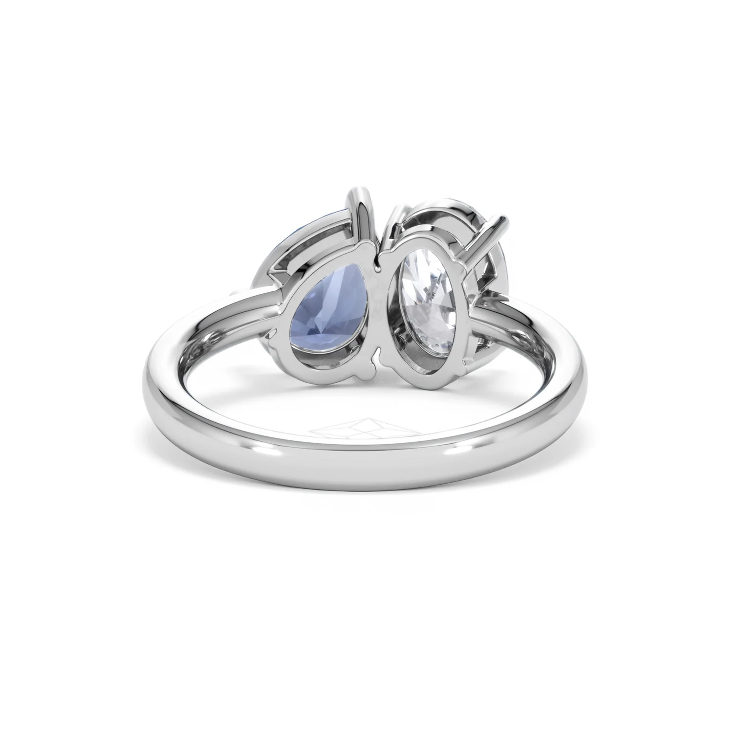 Toi Et Moi 1.50ct Oval Lab Diamond and 2.00ct Pear Lab Sapphire Engagement Ring in Platinum - Image 48
