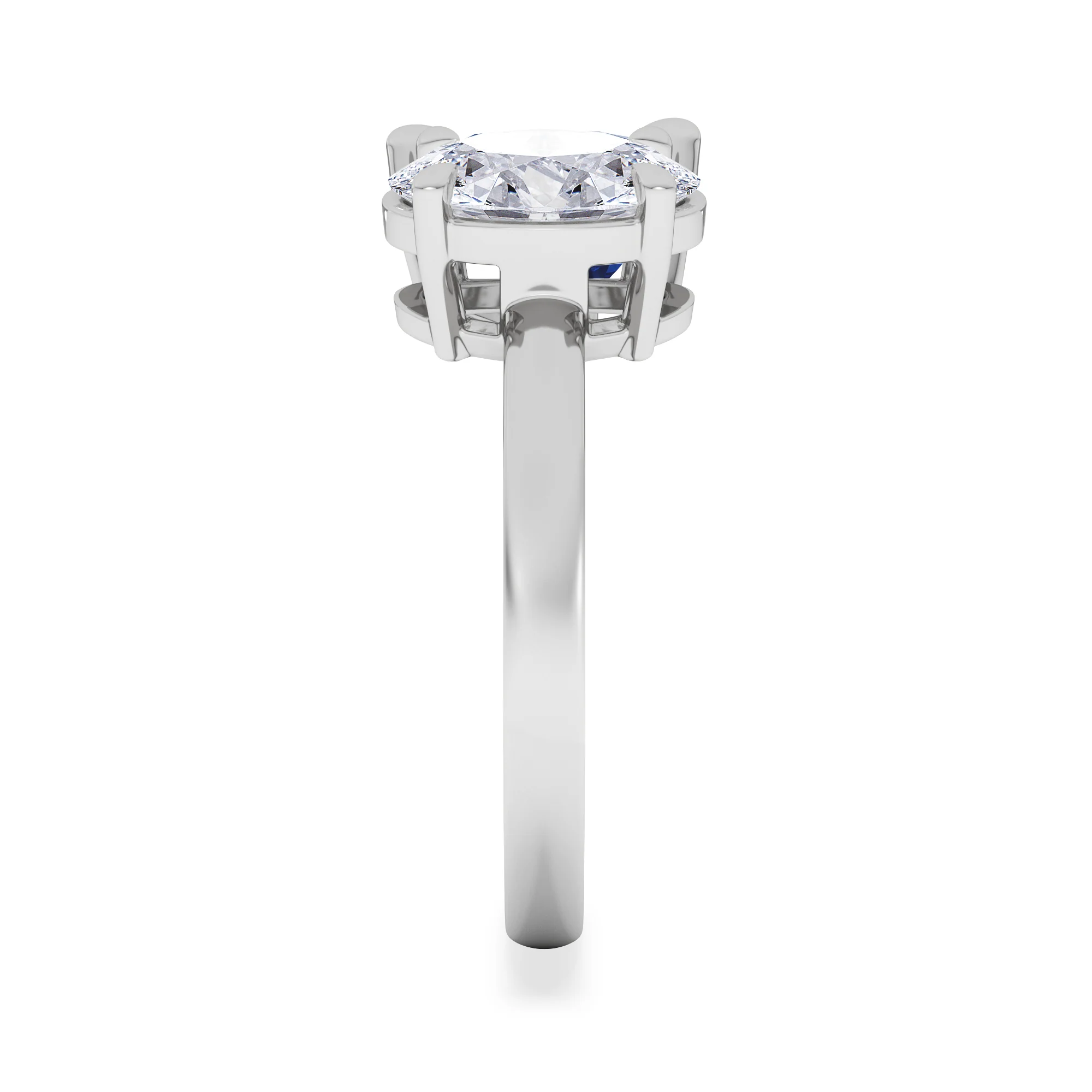 Toi Et Moi 1.50ct Oval Lab Diamond and 2.00ct Pear Lab Sapphire Engagement Ring in Platinum - Image 5