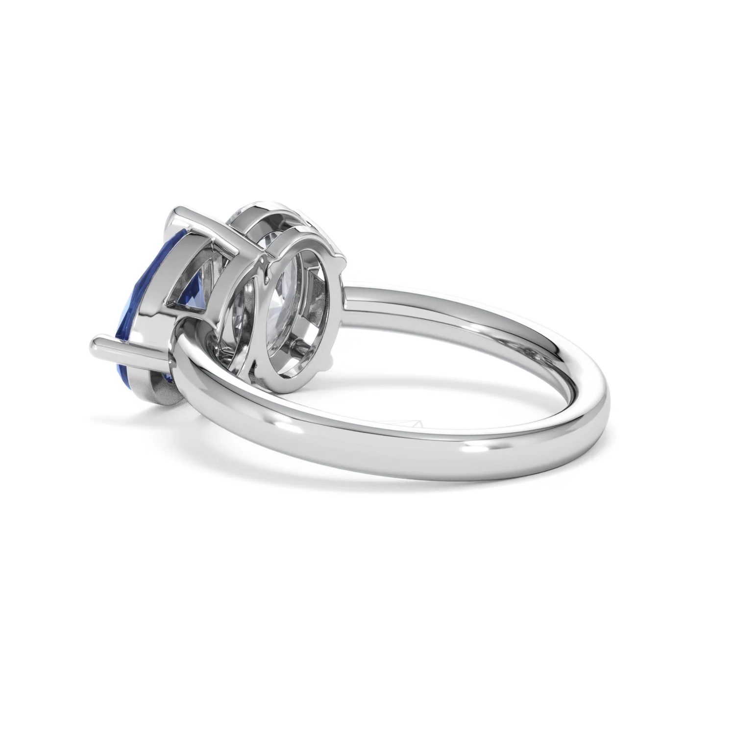 Toi Et Moi 1.50ct Oval Lab Diamond and 2.00ct Pear Lab Sapphire Engagement Ring in Platinum - Image 60