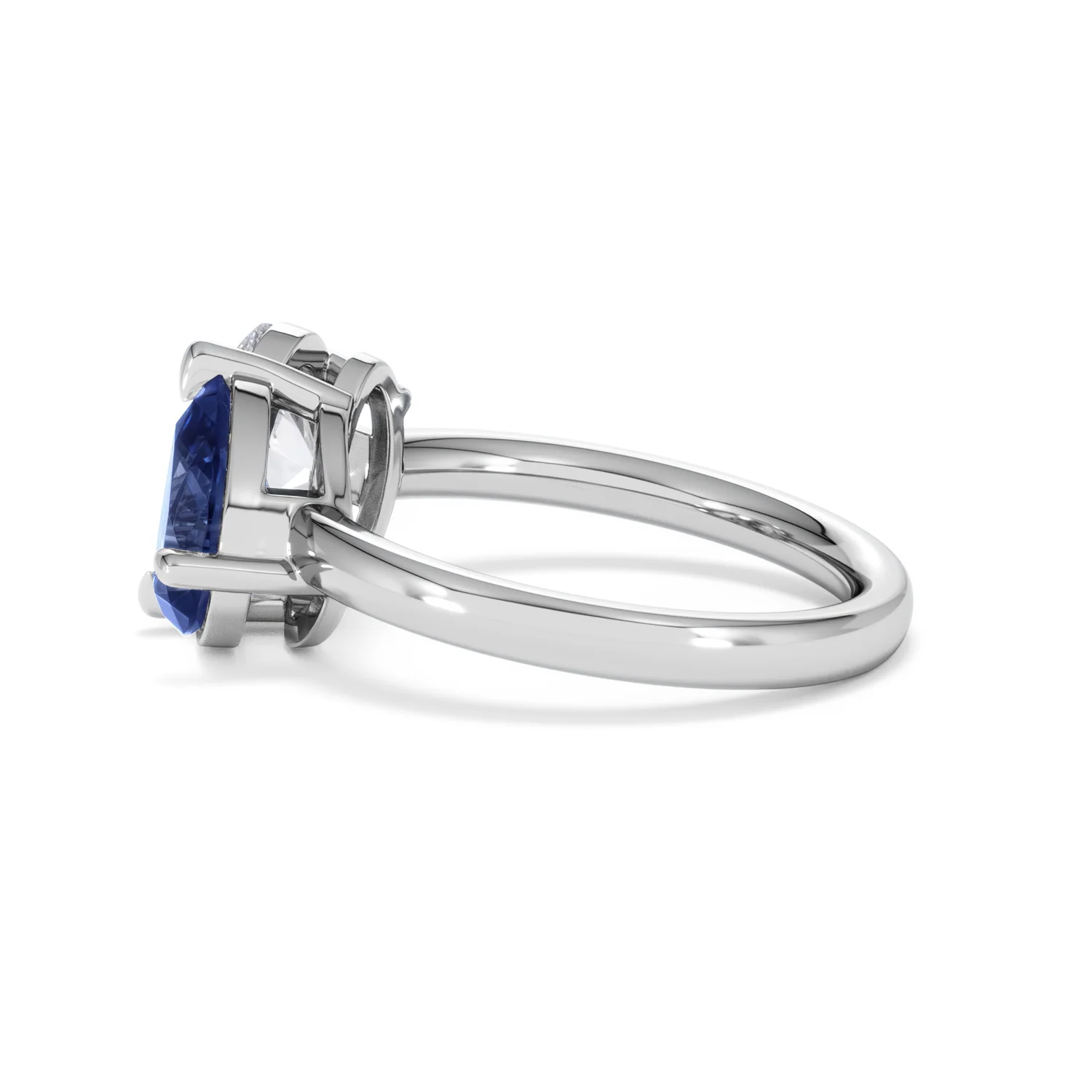 Toi Et Moi 1.50ct Oval Lab Diamond and 2.00ct Pear Lab Sapphire Engagement Ring in Platinum - Image 67