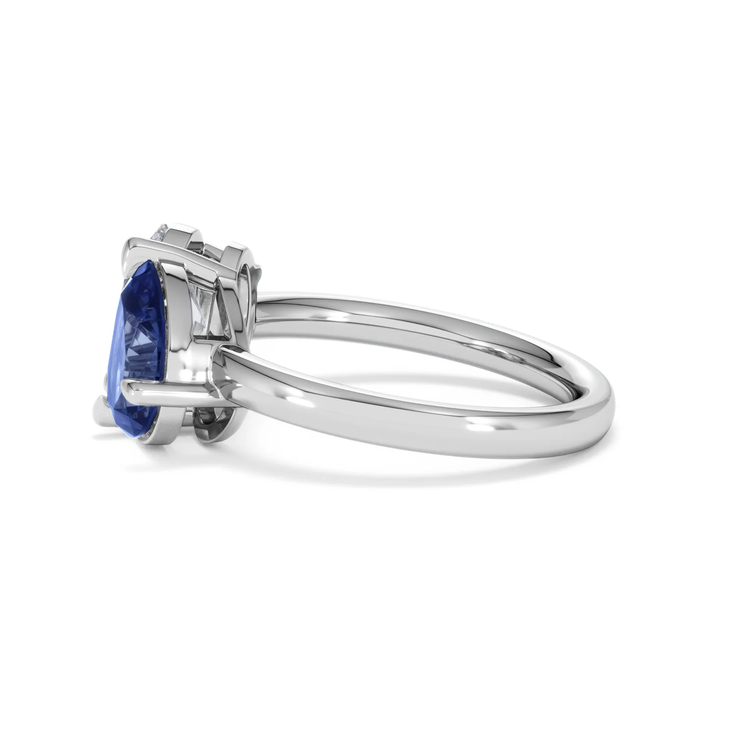 Toi Et Moi 1.50ct Oval Lab Diamond and 2.00ct Pear Lab Sapphire Engagement Ring in Platinum - Image 69