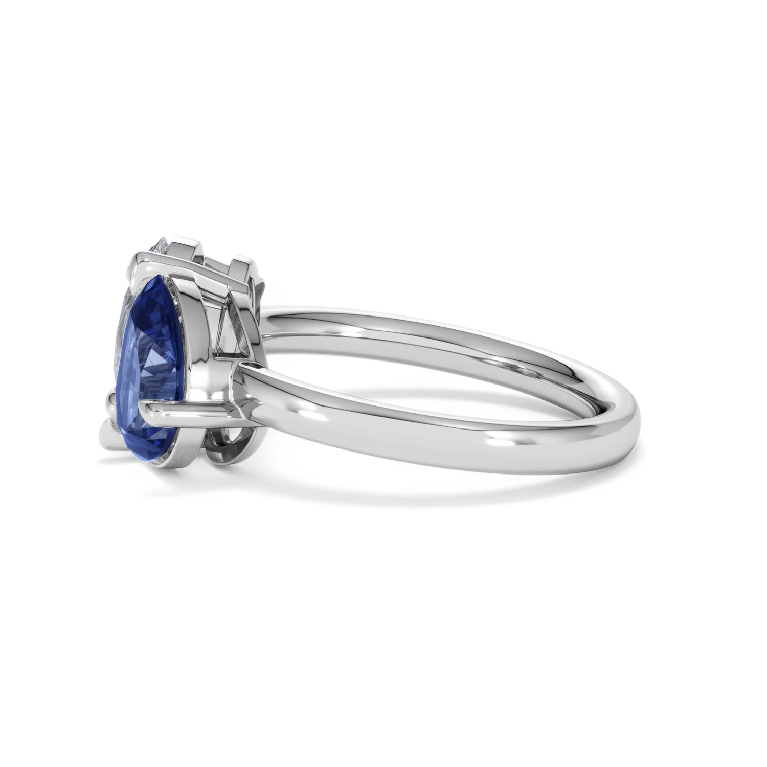 Toi Et Moi 1.50ct Oval Lab Diamond and 2.00ct Pear Lab Sapphire Engagement Ring in Platinum - Image 70
