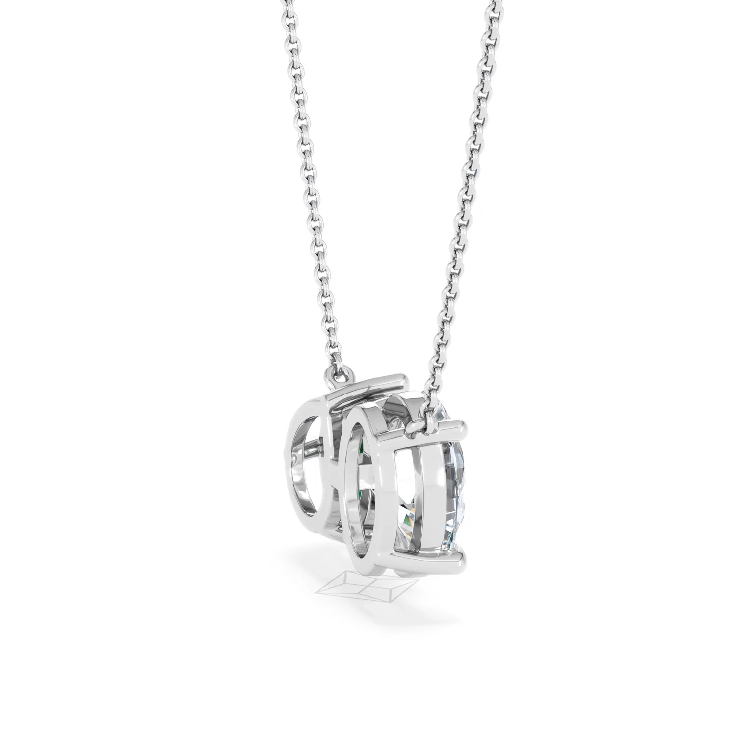 Toi Et Moi 1.50ct Oval Lab Diamond and 2.50ct Pear Lab Emerald Necklace in 18K White Gold - Image 32