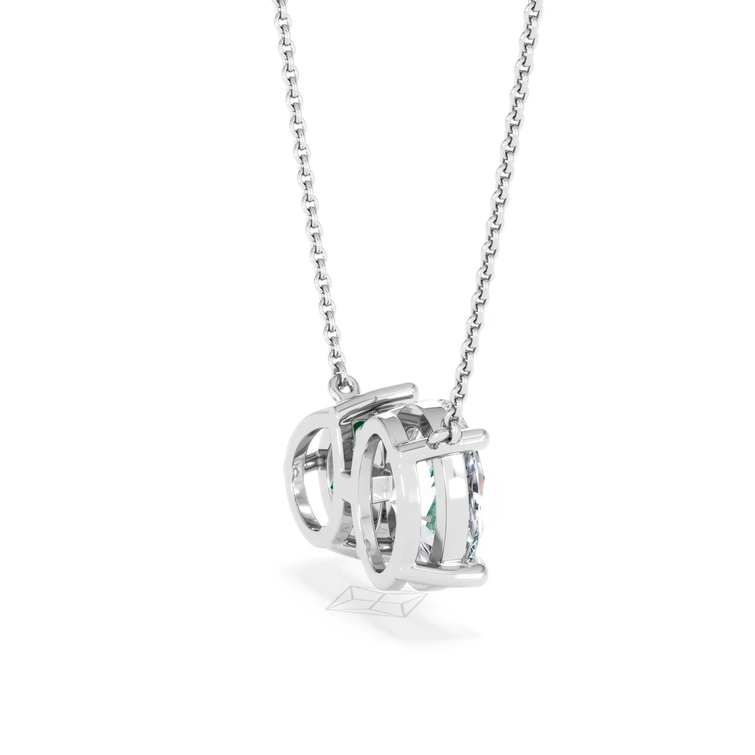 Toi Et Moi 1.50ct Oval Lab Diamond and 2.50ct Pear Lab Emerald Necklace in 18K White Gold - Image 33