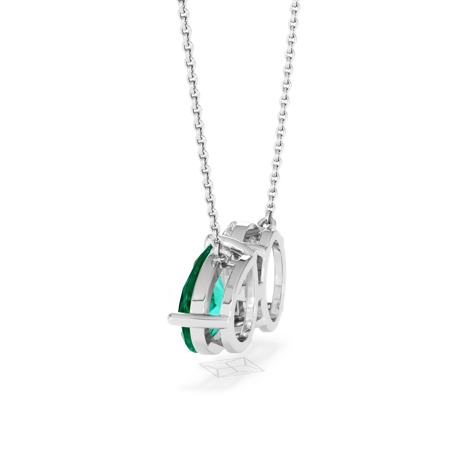 Toi Et Moi 1.50ct Oval Lab Diamond and 2.50ct Pear Lab Emerald Necklace in 18K White Gold - Image 62